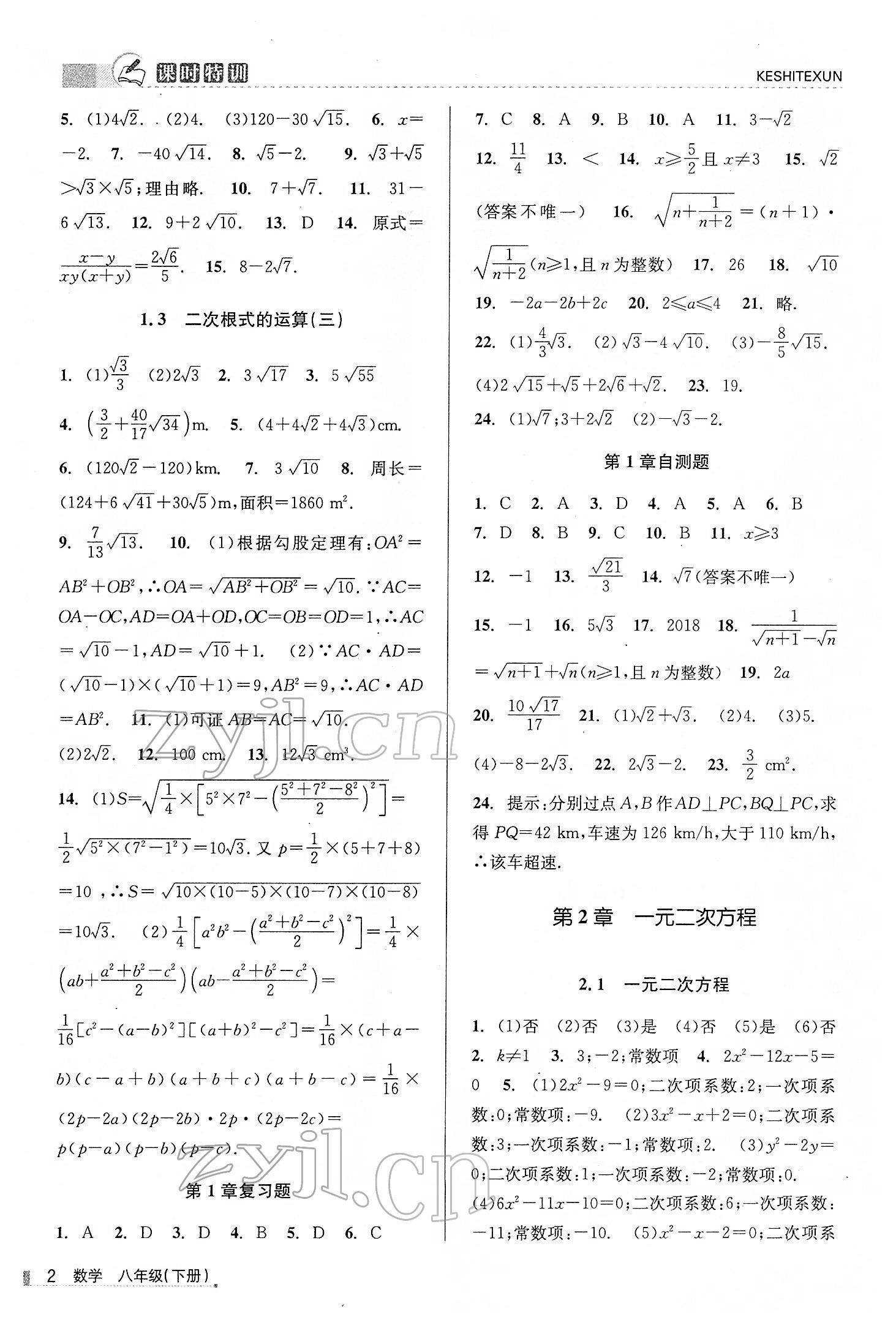 2022年浙江新課程三維目標測評課時特訓八年級數學下冊浙教版 第2頁