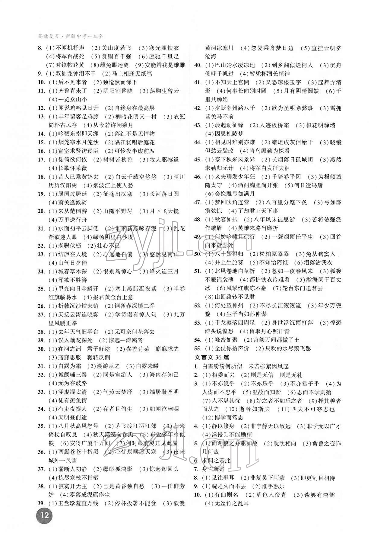 2022年高效复习新疆中考语文 参考答案第12页