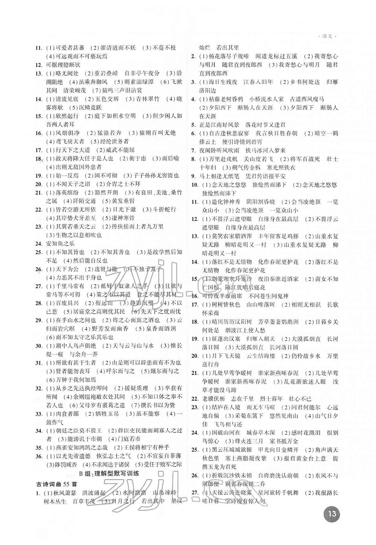 2022年高效复习新疆中考语文 参考答案第13页