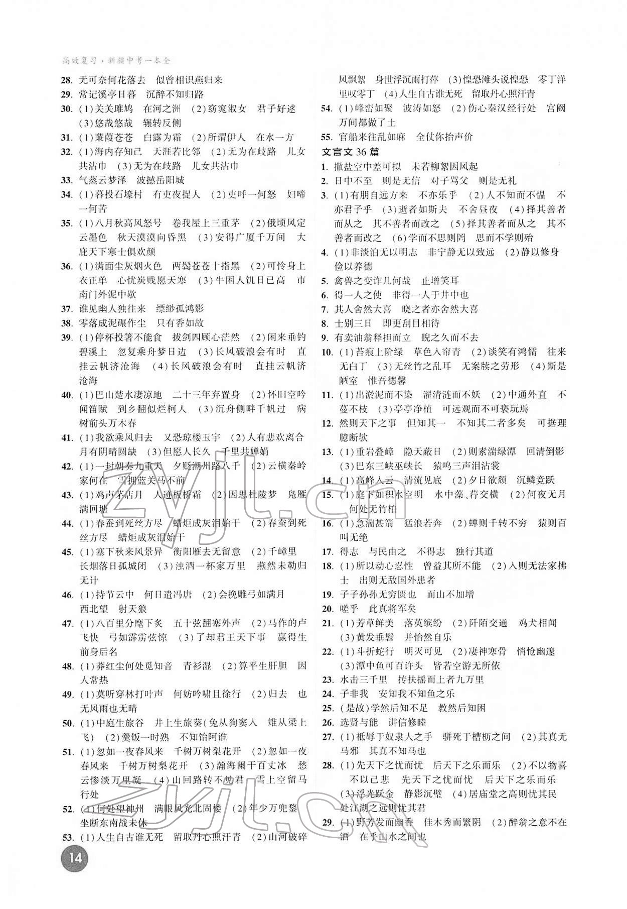 2022年高效复习新疆中考语文 参考答案第14页