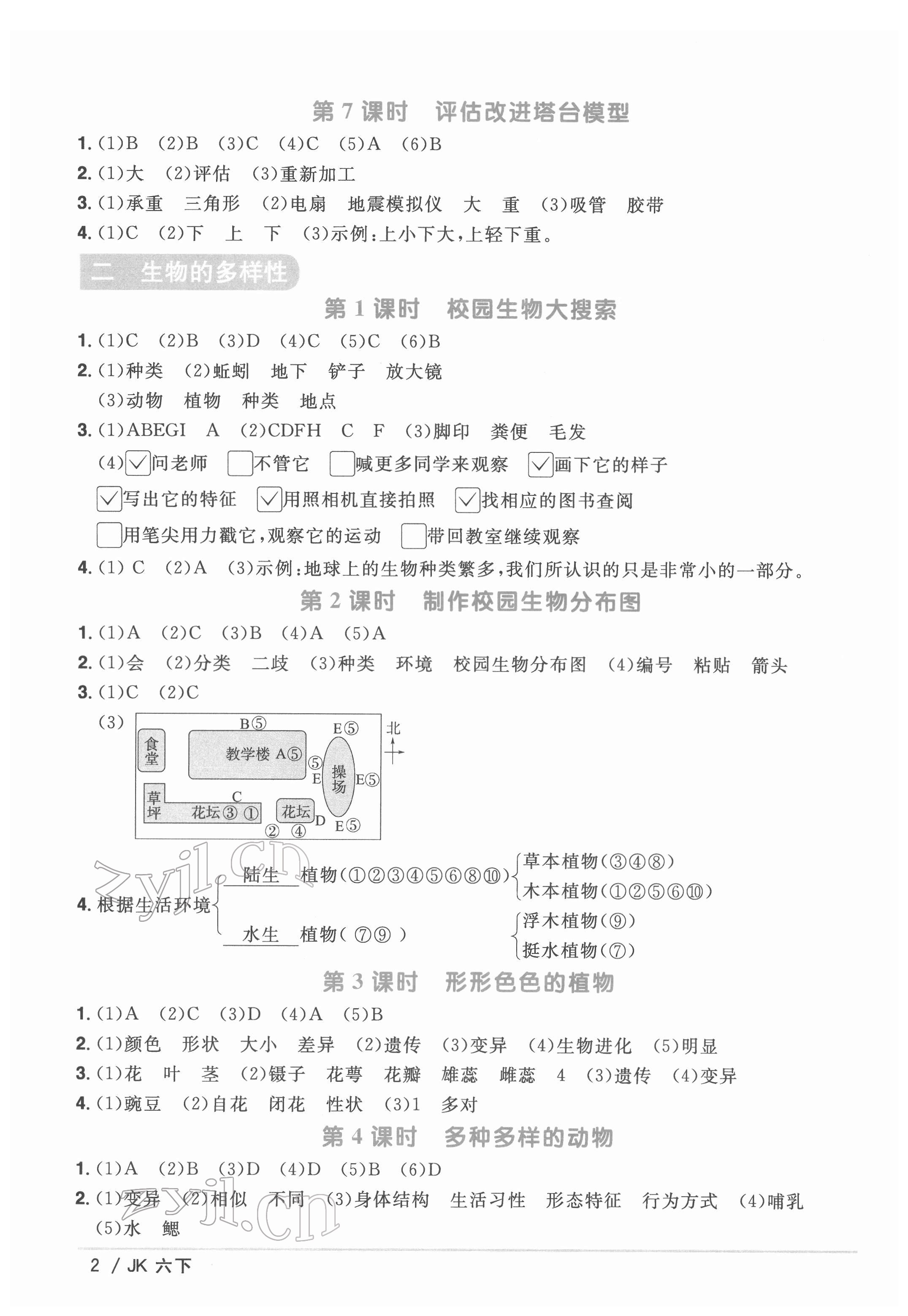 2022年阳光同学课时优化作业六年级科学下册教科版 第2页