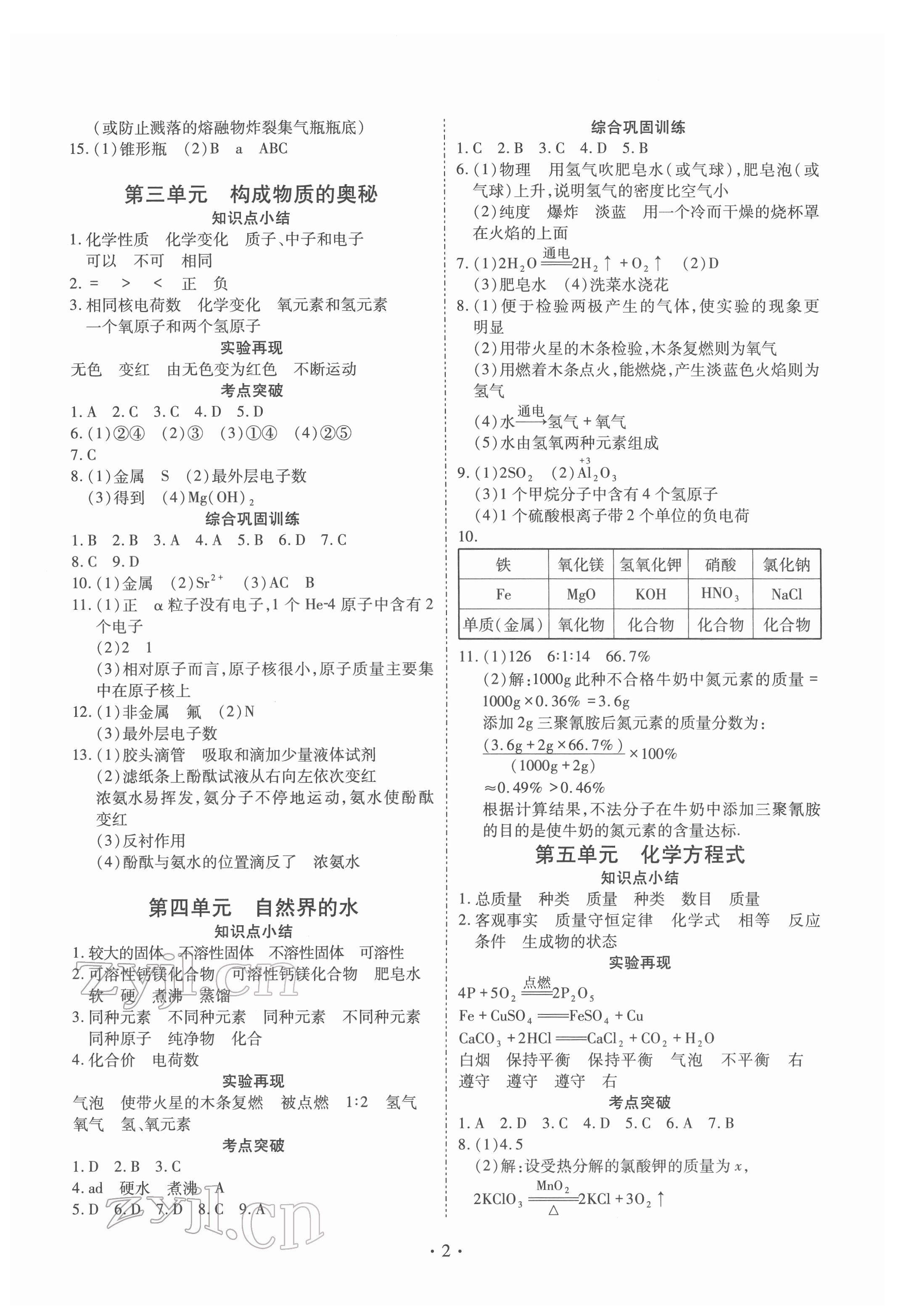 2022年寒假課程練習(xí)天津教育出版社九年級化學(xué)人教版 第2頁