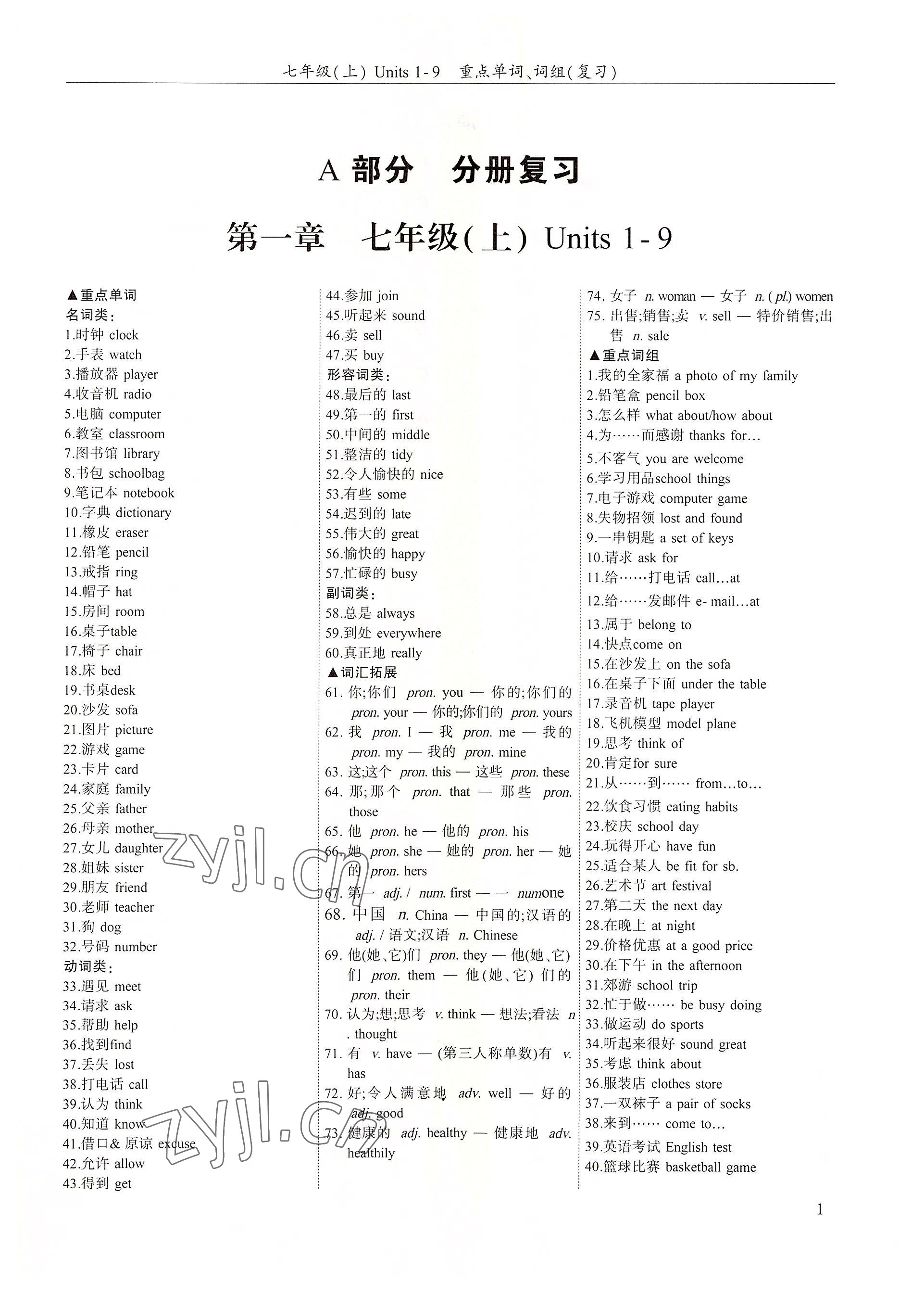 2022年指南针高分必备中考总复习英语 参考答案第1页