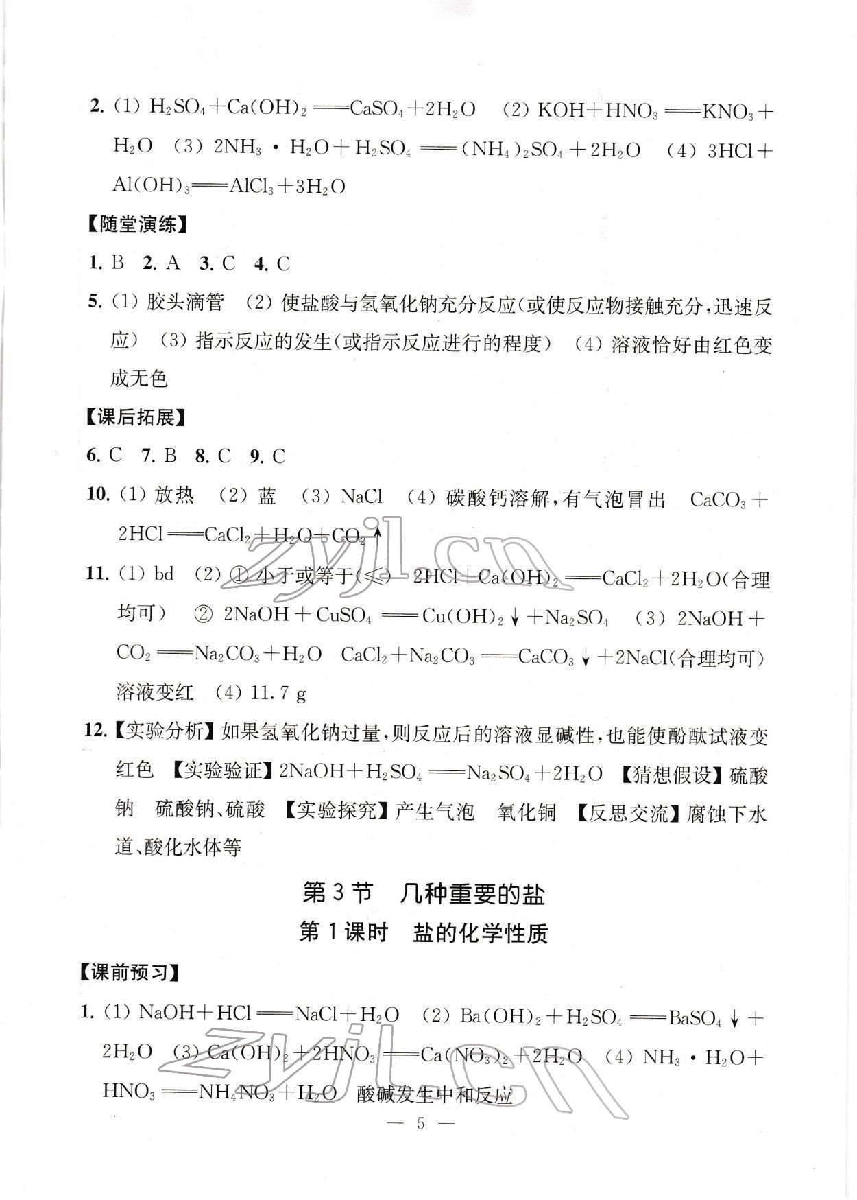 2022年創(chuàng)新優(yōu)化學案九年級化學下冊 參考答案第5頁