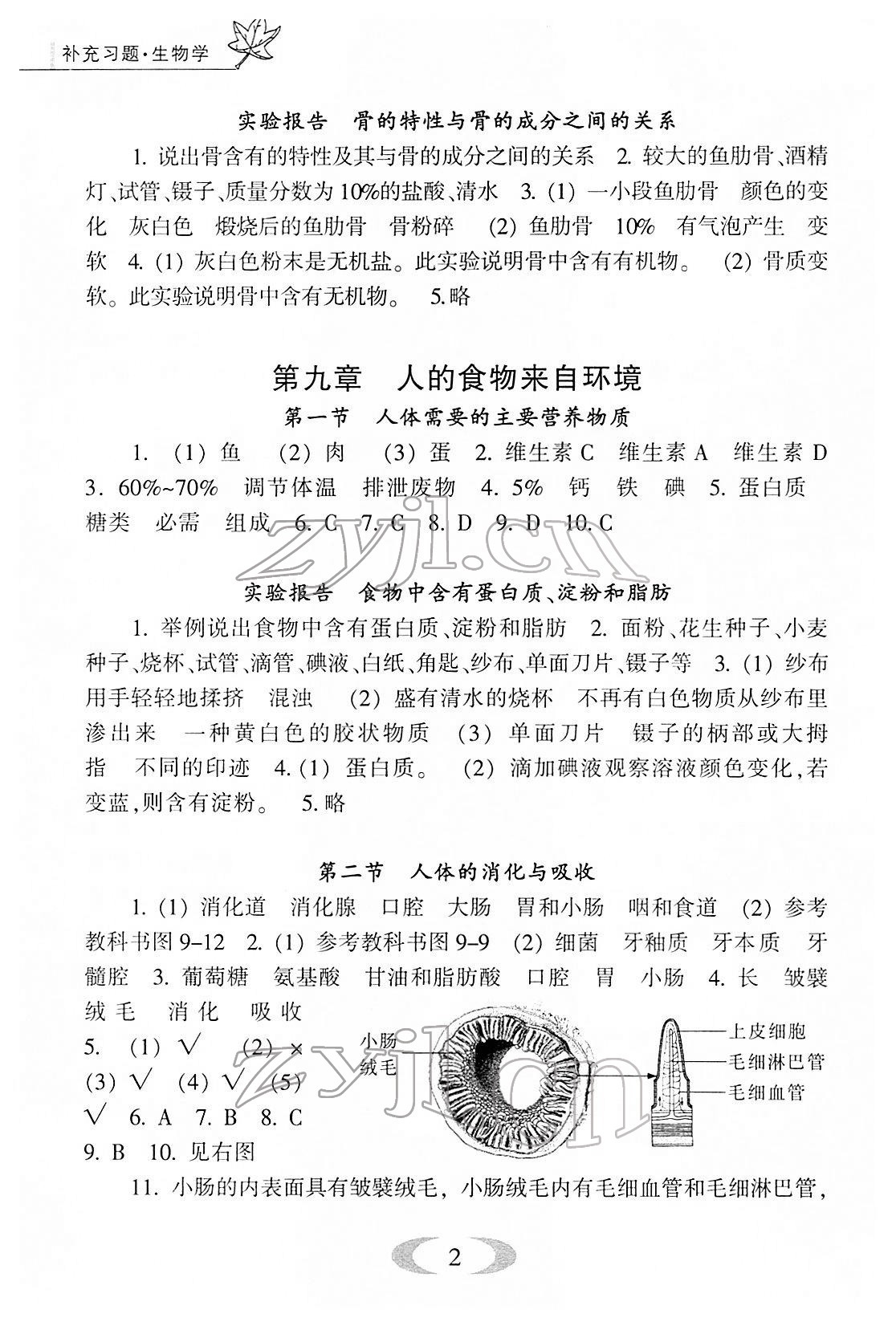 2022年補(bǔ)充習(xí)題七年級(jí)生物下冊(cè)蘇教版 第2頁