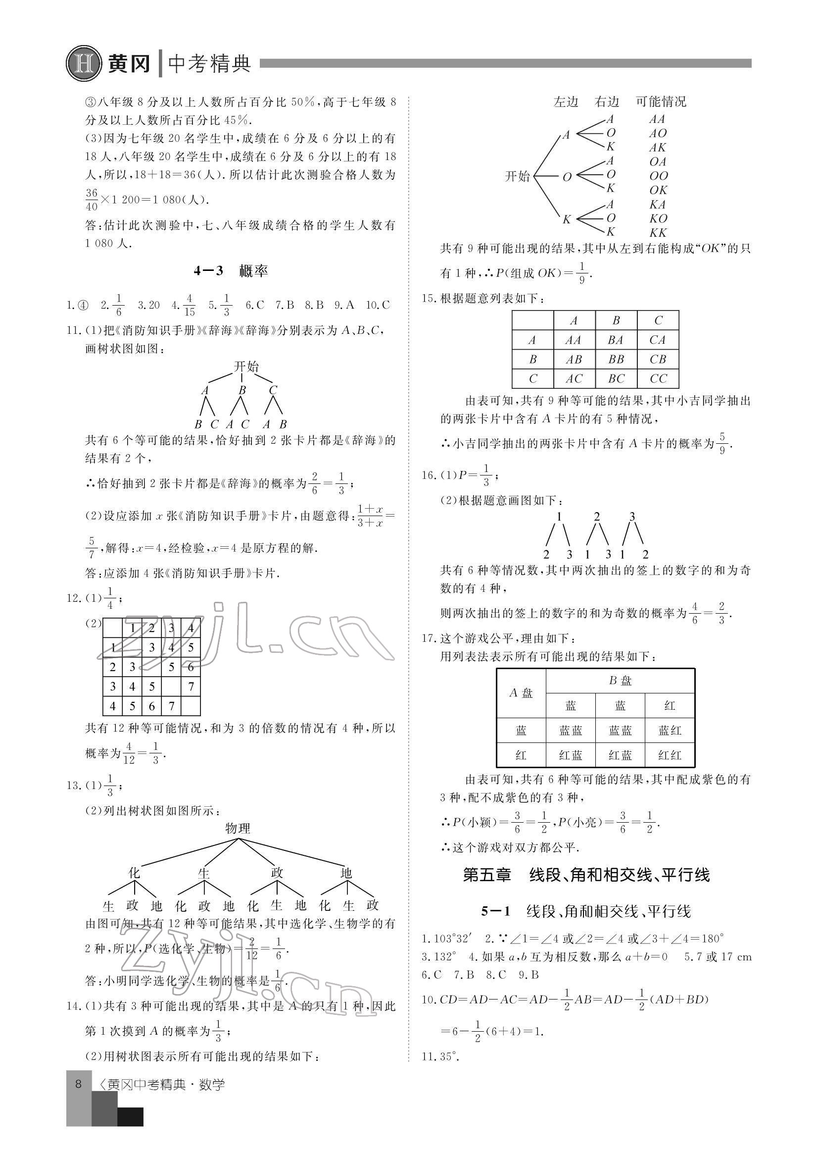 2022年中考精典數(shù)學 參考答案第8頁