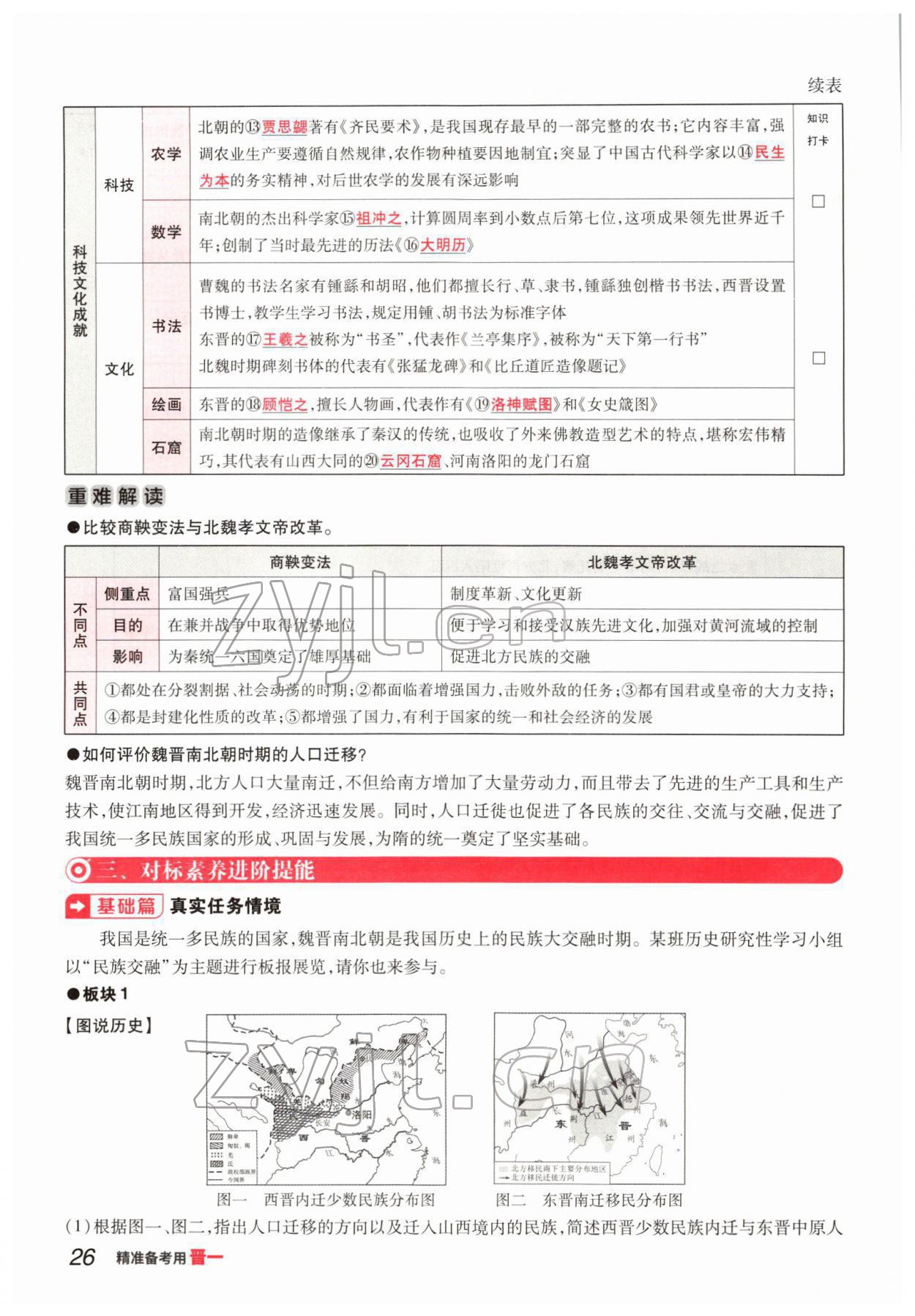 2022年晉一中考精準提分歷史山西專版 參考答案第49頁