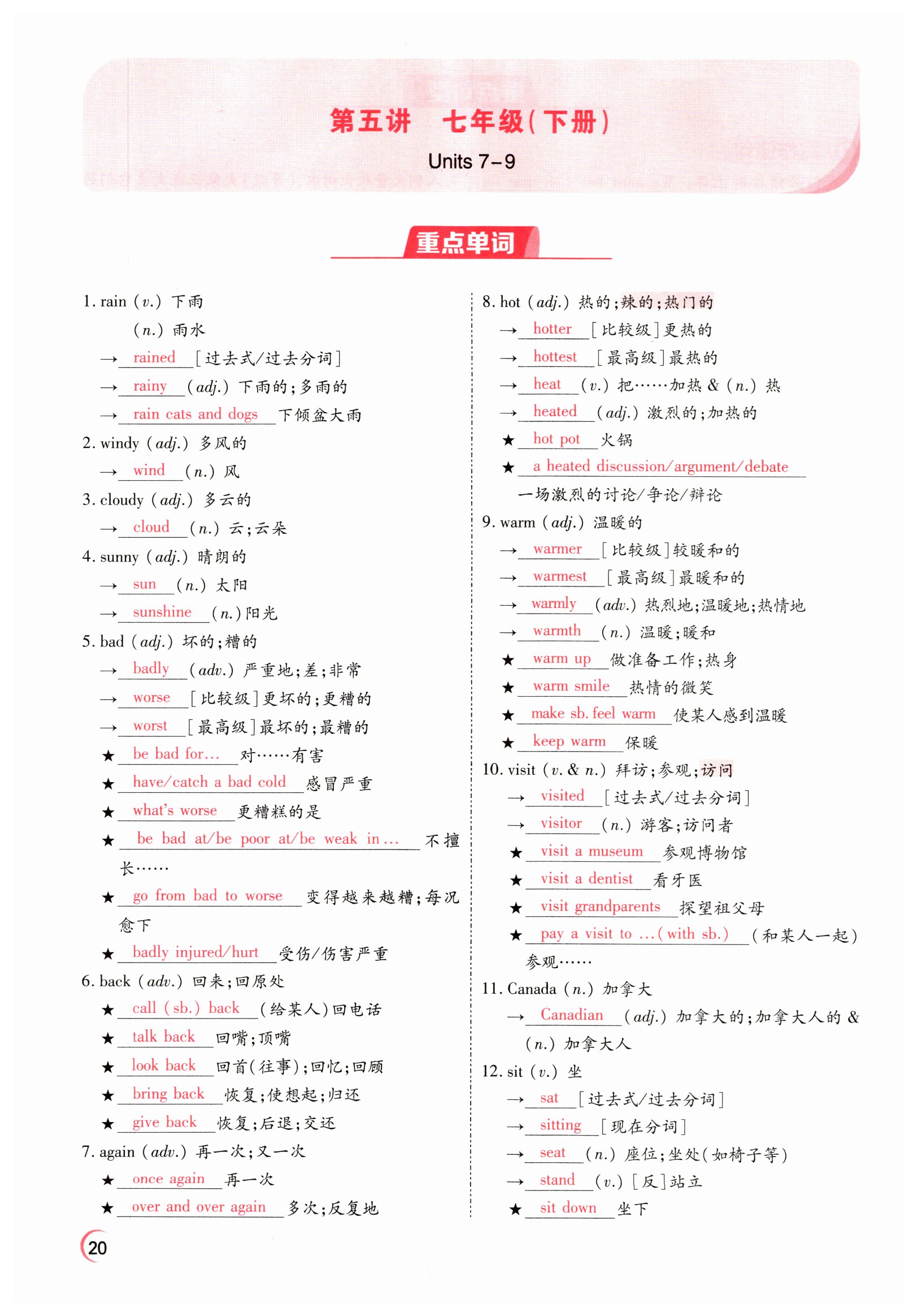 2022年晉一中考精準提分英語山西專版 參考答案第20頁