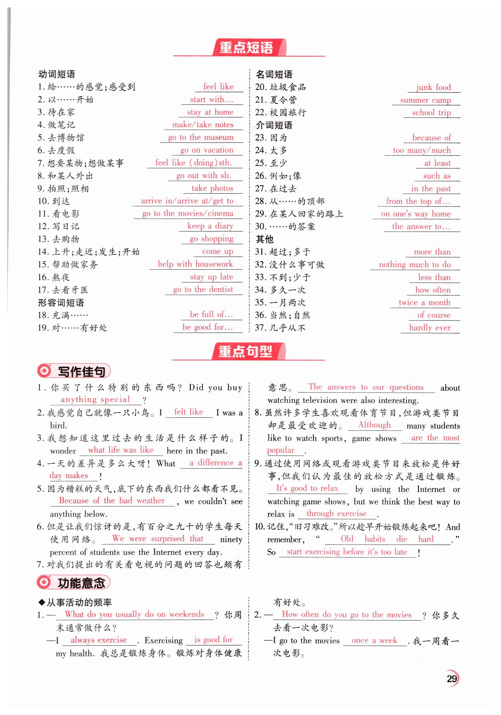 2022年晉一中考精準提分英語山西專版 參考答案第29頁