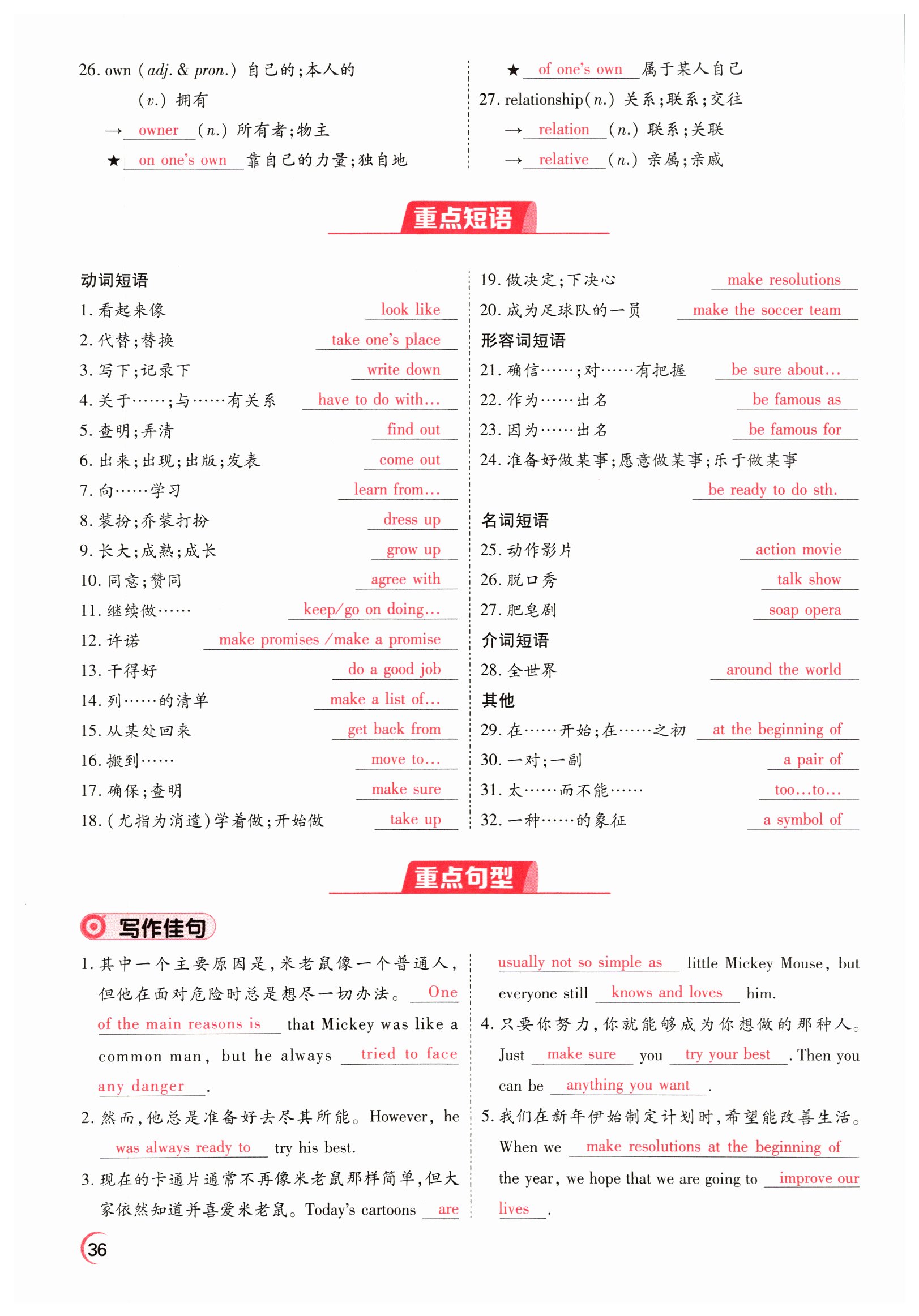 2022年晉一中考精準提分英語山西專版 參考答案第36頁