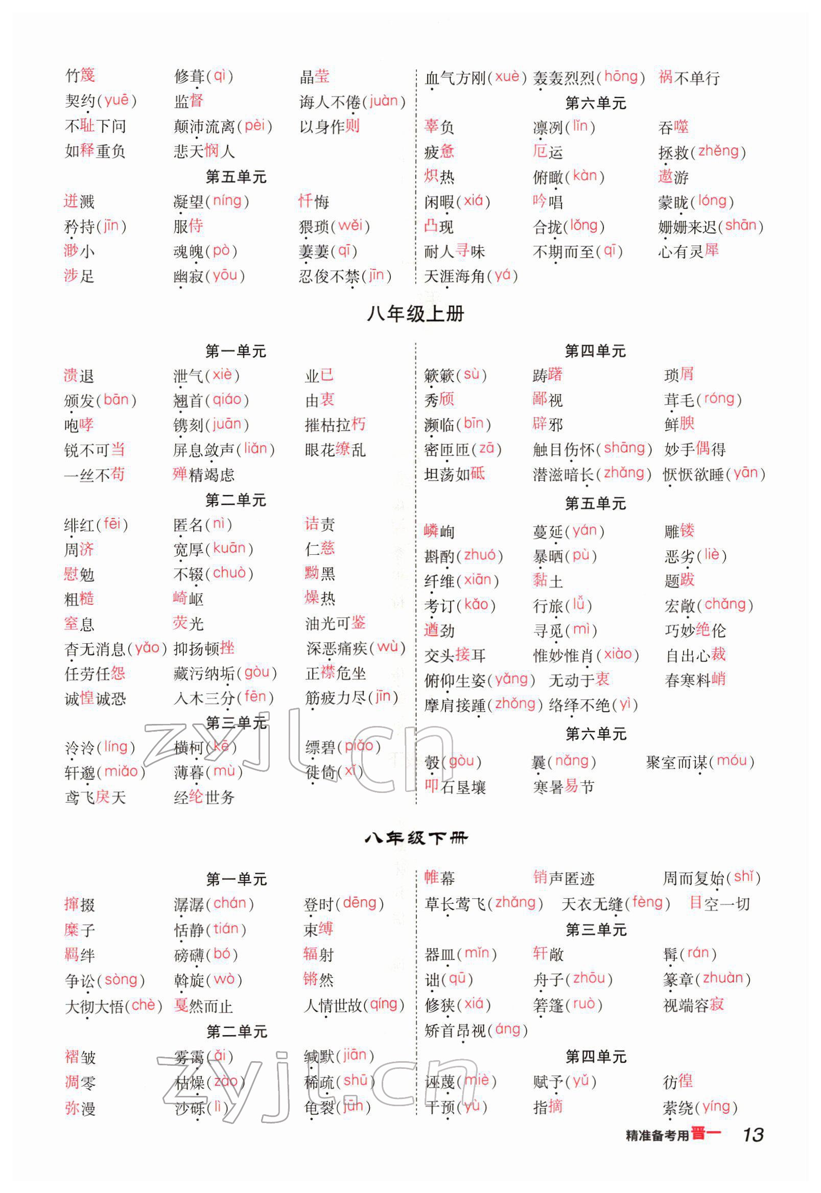 2022年晉一中考精準(zhǔn)提分語文山西專版 參考答案第13頁