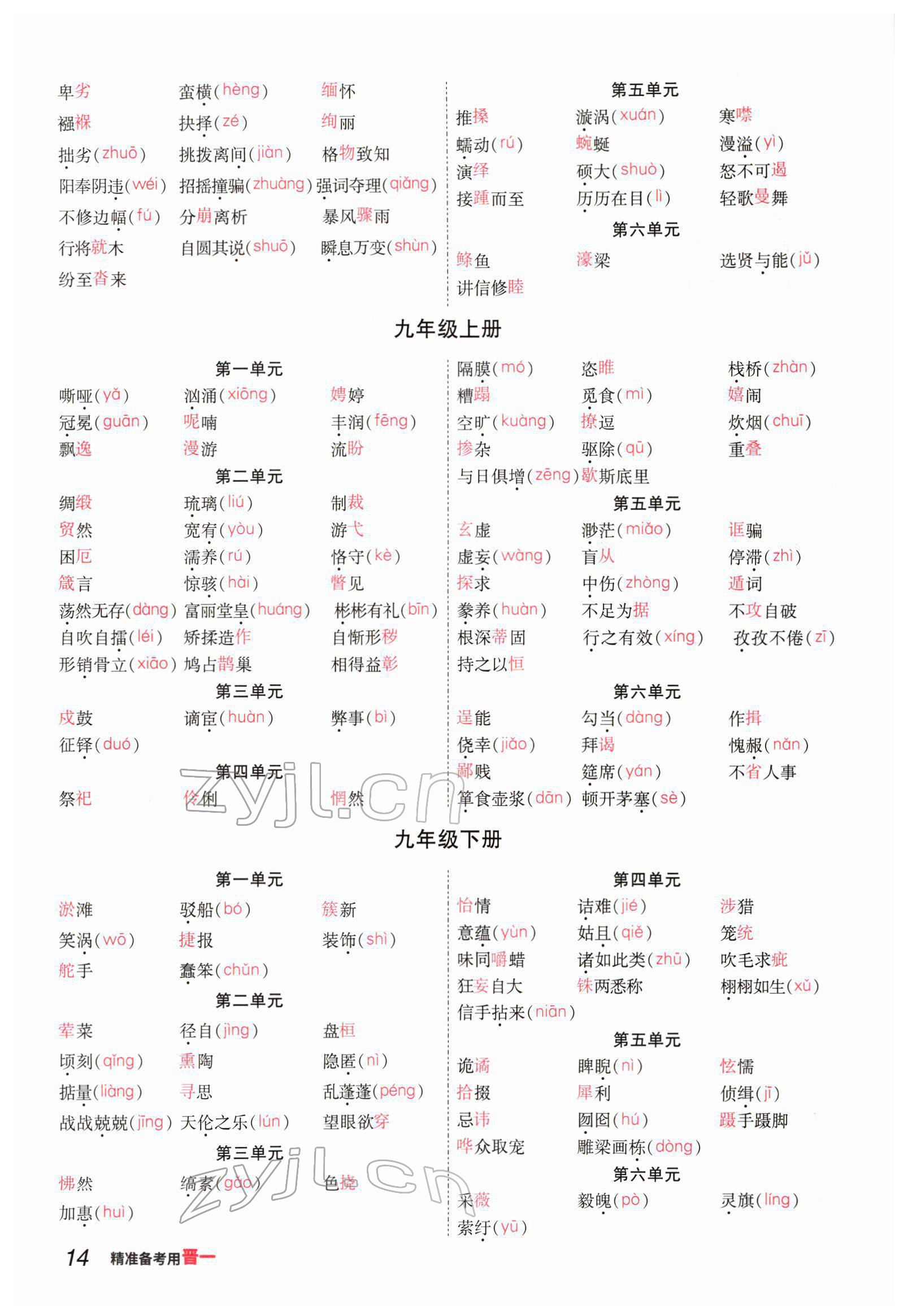 2022年晉一中考精準(zhǔn)提分語文山西專版 參考答案第14頁