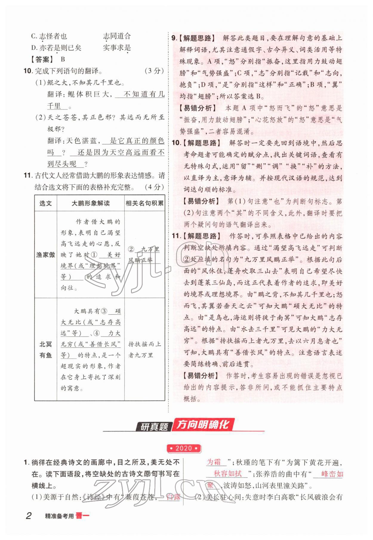 2022年晉一中考精準(zhǔn)提分語(yǔ)文山西專版 參考答案第2頁(yè)