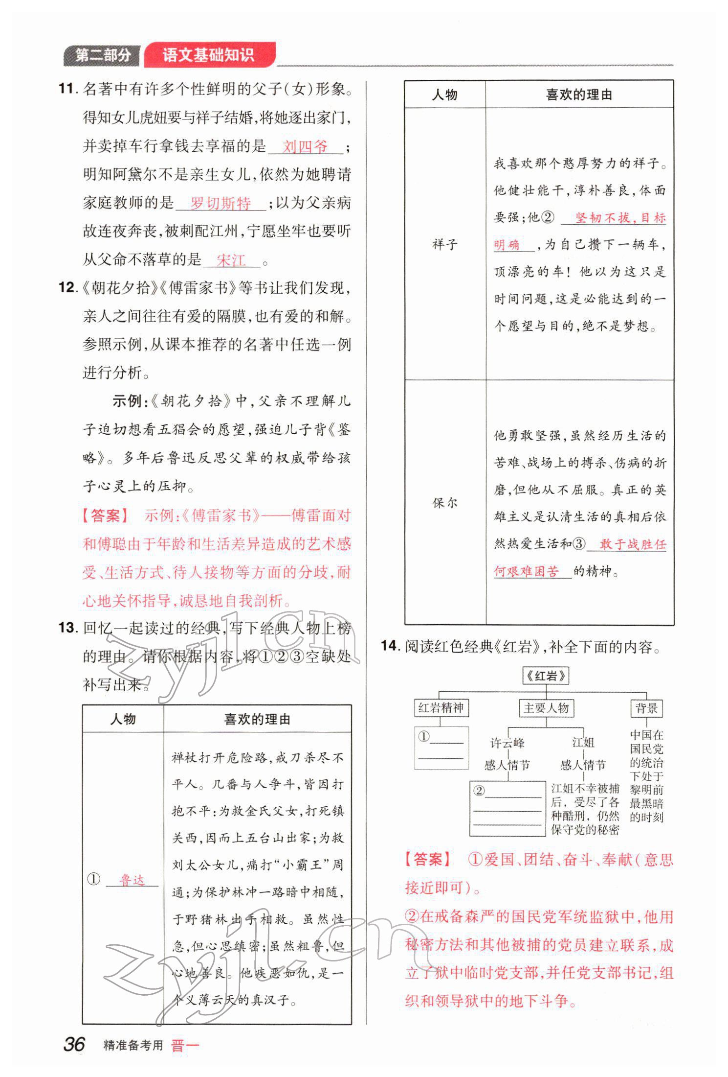 2022年晉一中考精準提分語文山西專版 參考答案第36頁