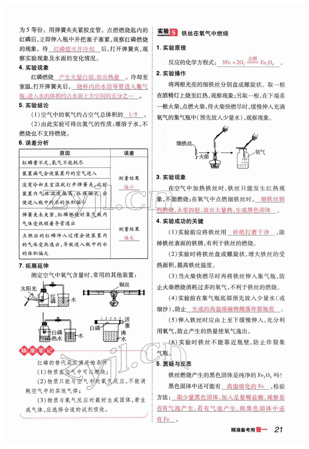 2022年晉一中考精準提分化學(xué)山西專版 參考答案第21頁