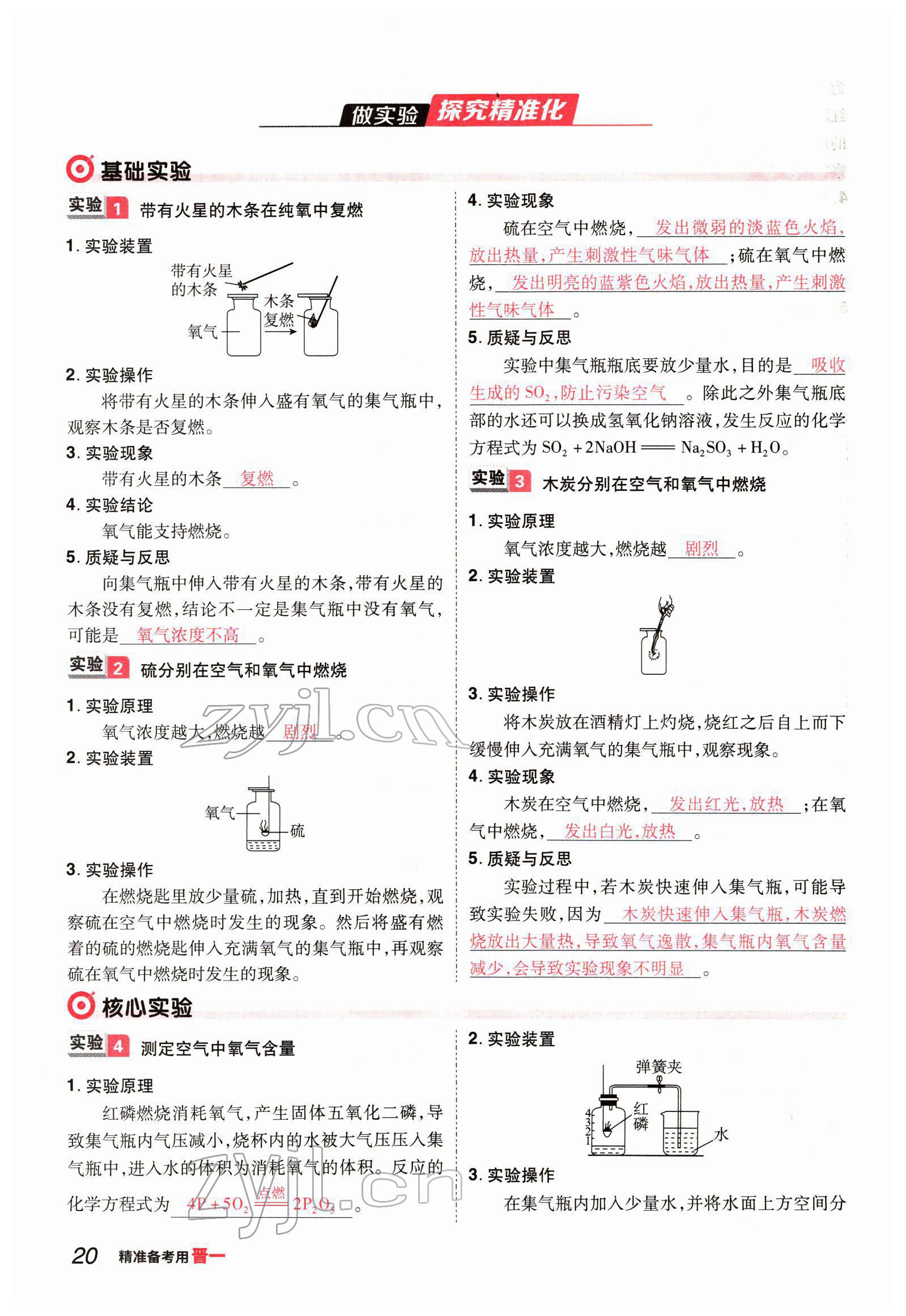 2022年晉一中考精準(zhǔn)提分化學(xué)山西專版 參考答案第20頁