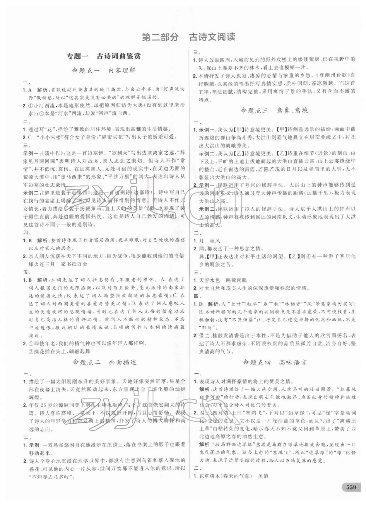 2022年考出好成績中考總復(fù)習(xí)語文 參考答案第13頁