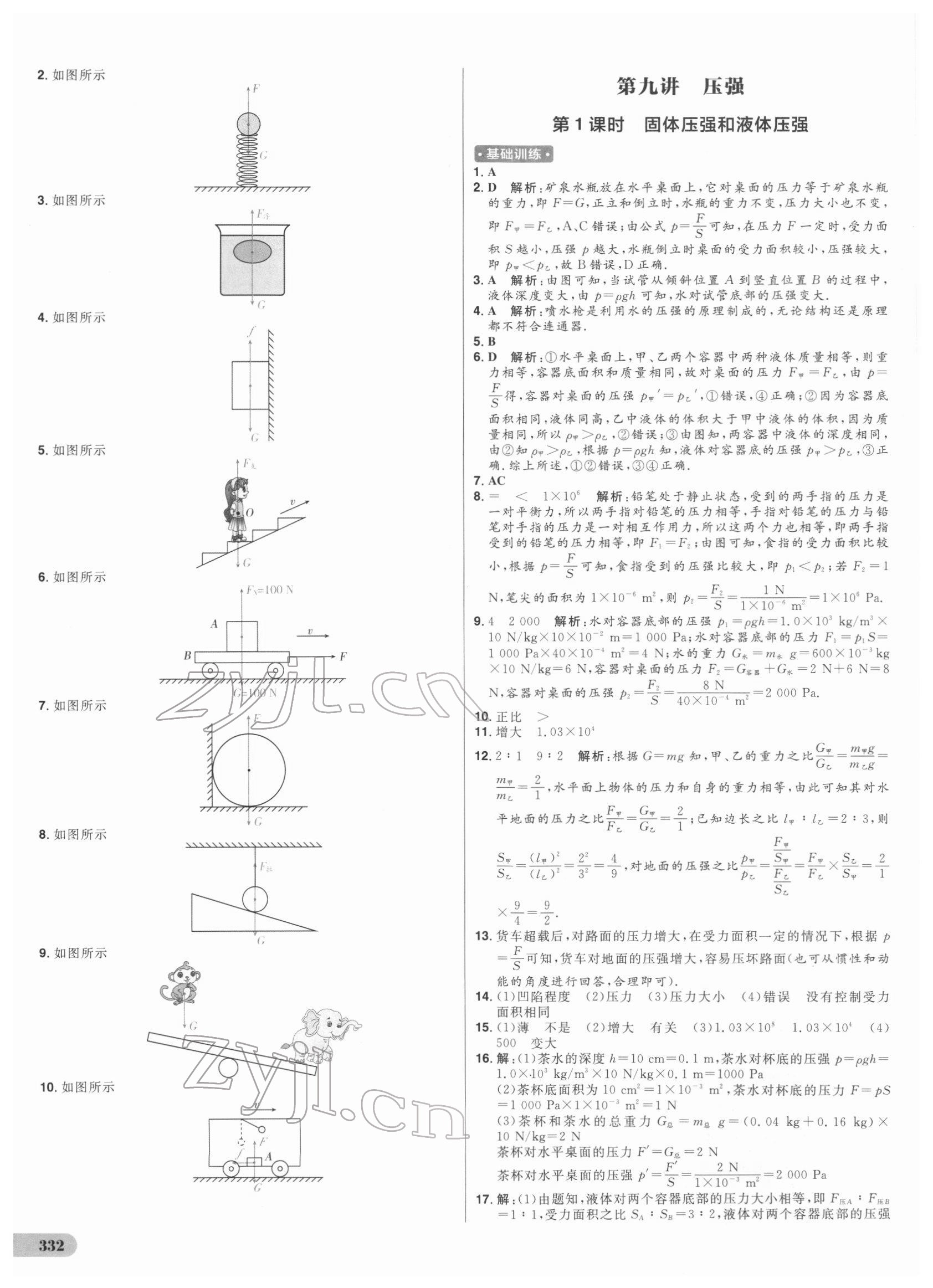 2022年考出好成績中考總復(fù)習物理 參考答案第8頁