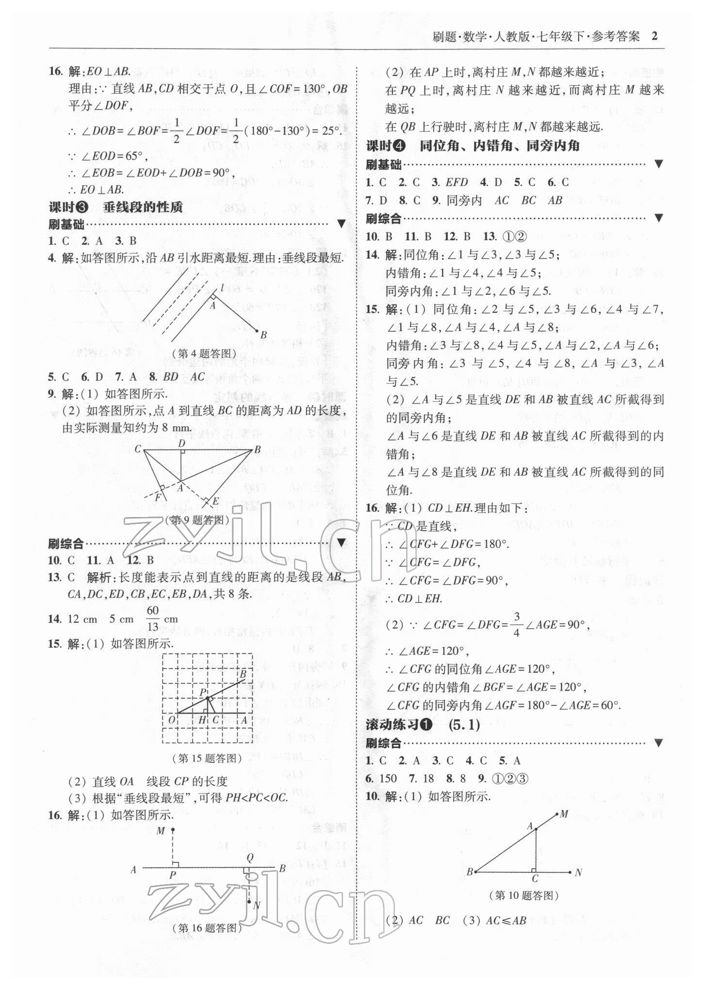 2022年北大綠卡刷題七年級數(shù)學(xué)下冊人教版 參考答案第2頁