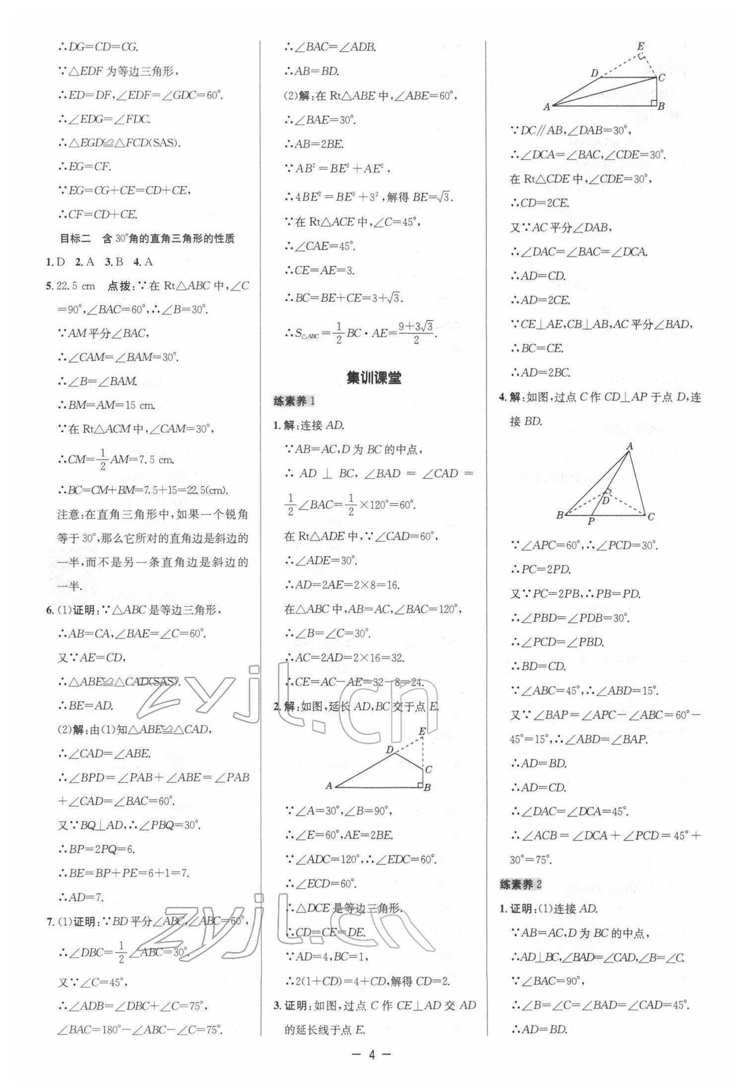 2022年綜合應(yīng)用創(chuàng)新題典中點(diǎn)八年級數(shù)學(xué)下冊北師大版 參考答案第3頁