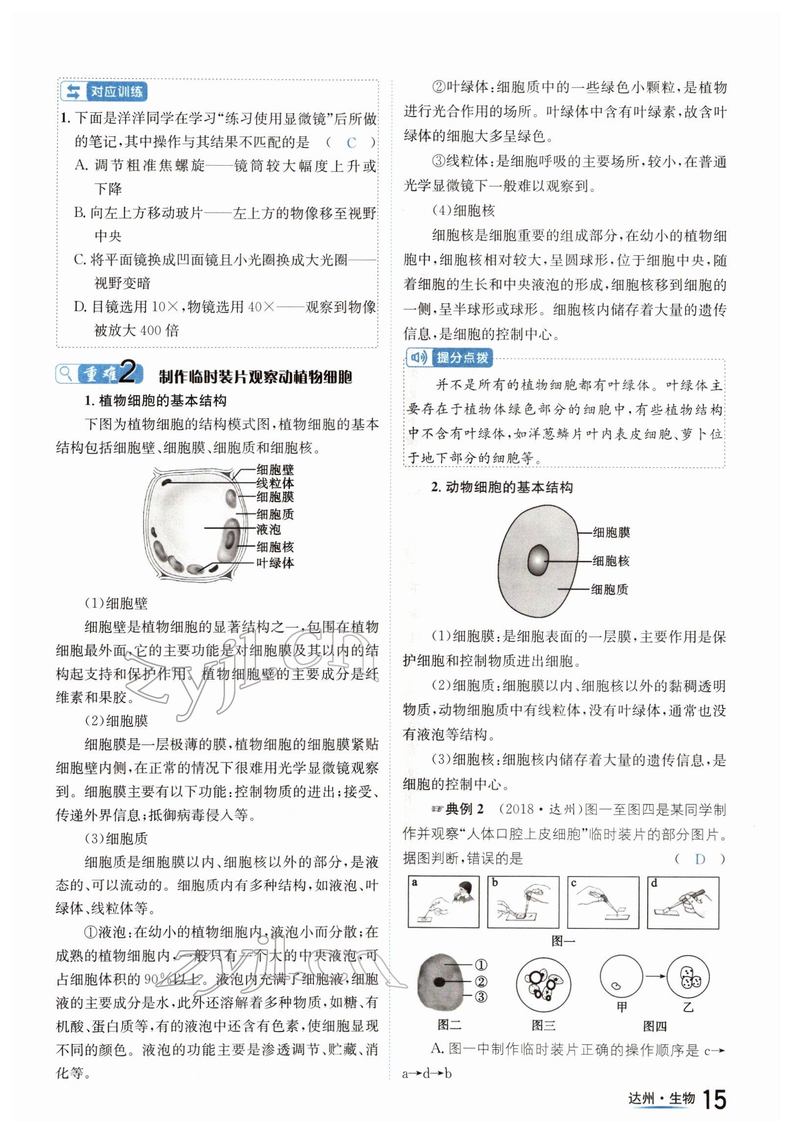 2022年國華考試中考總動員生物達(dá)州專版 參考答案第15頁