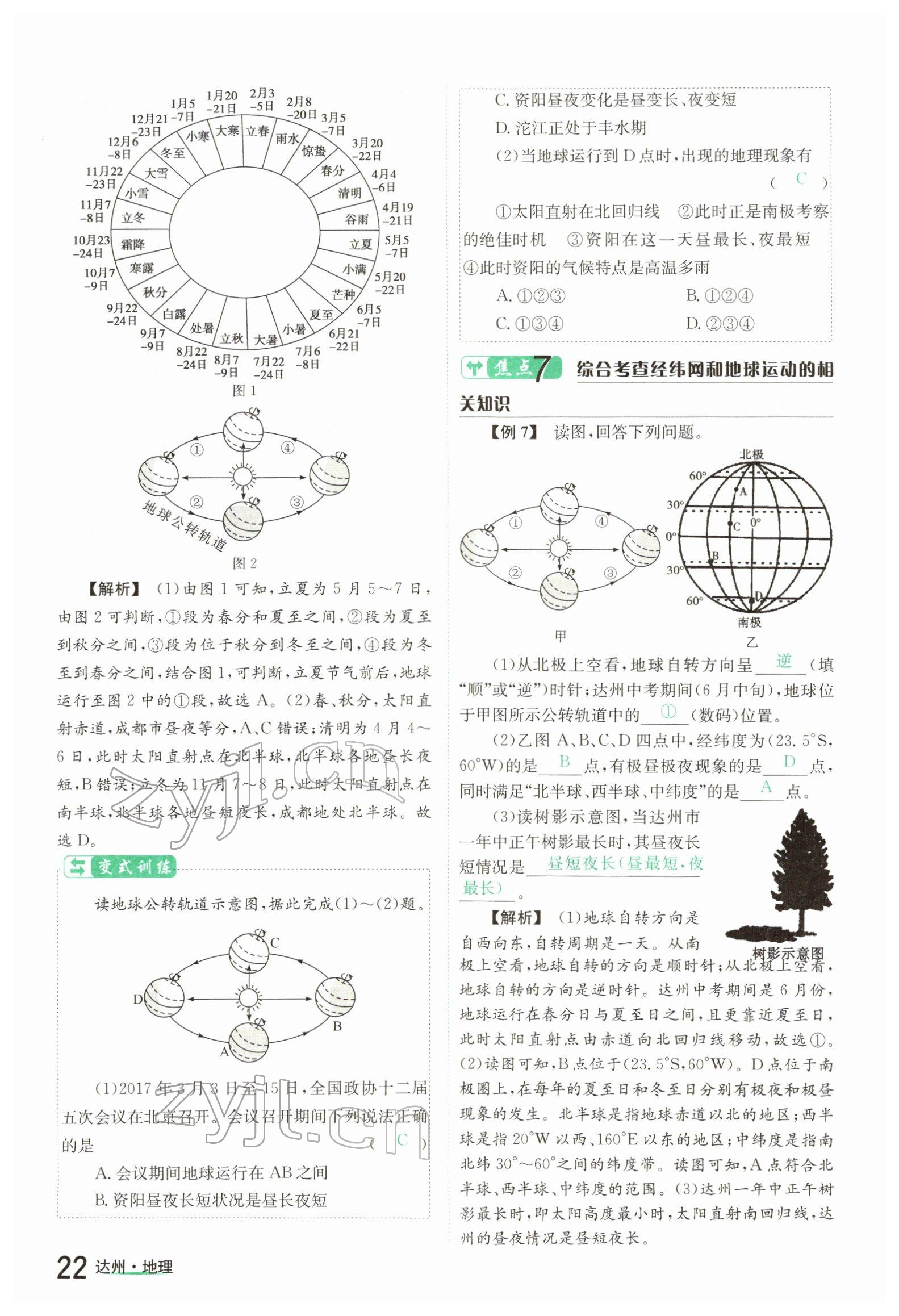 2022年國華考試中考總動員地理達州專版 參考答案第22頁