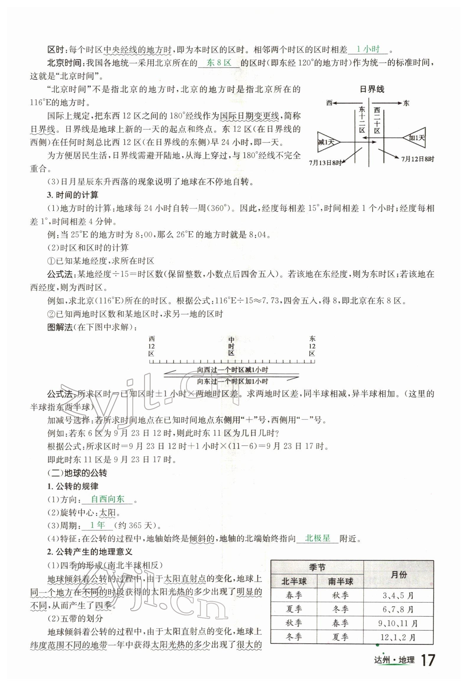 2022年国华考试中考总动员地理达州专版 参考答案第17页