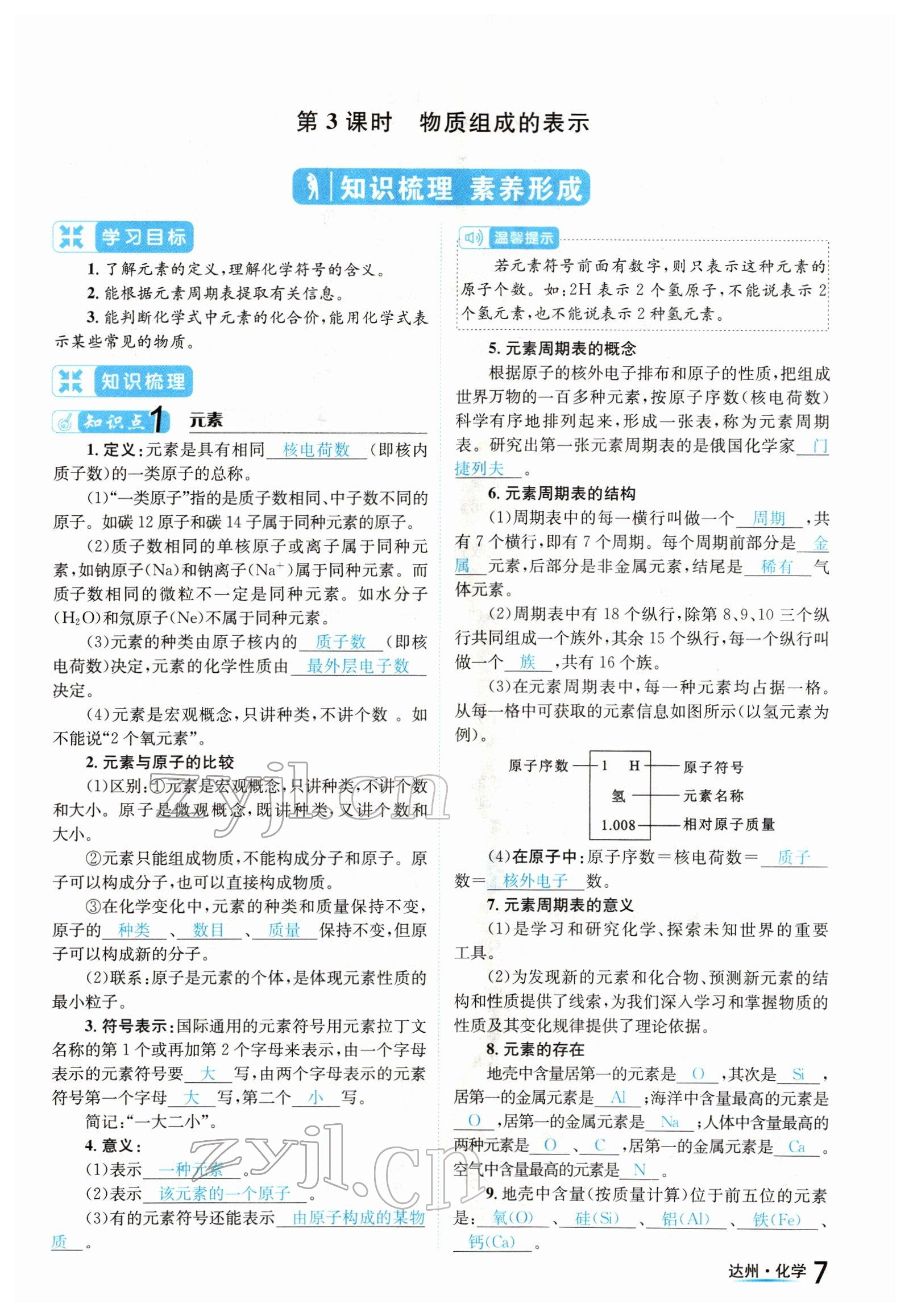 2022年國華考試中考總動(dòng)員化學(xué)達(dá)州專版 參考答案第7頁