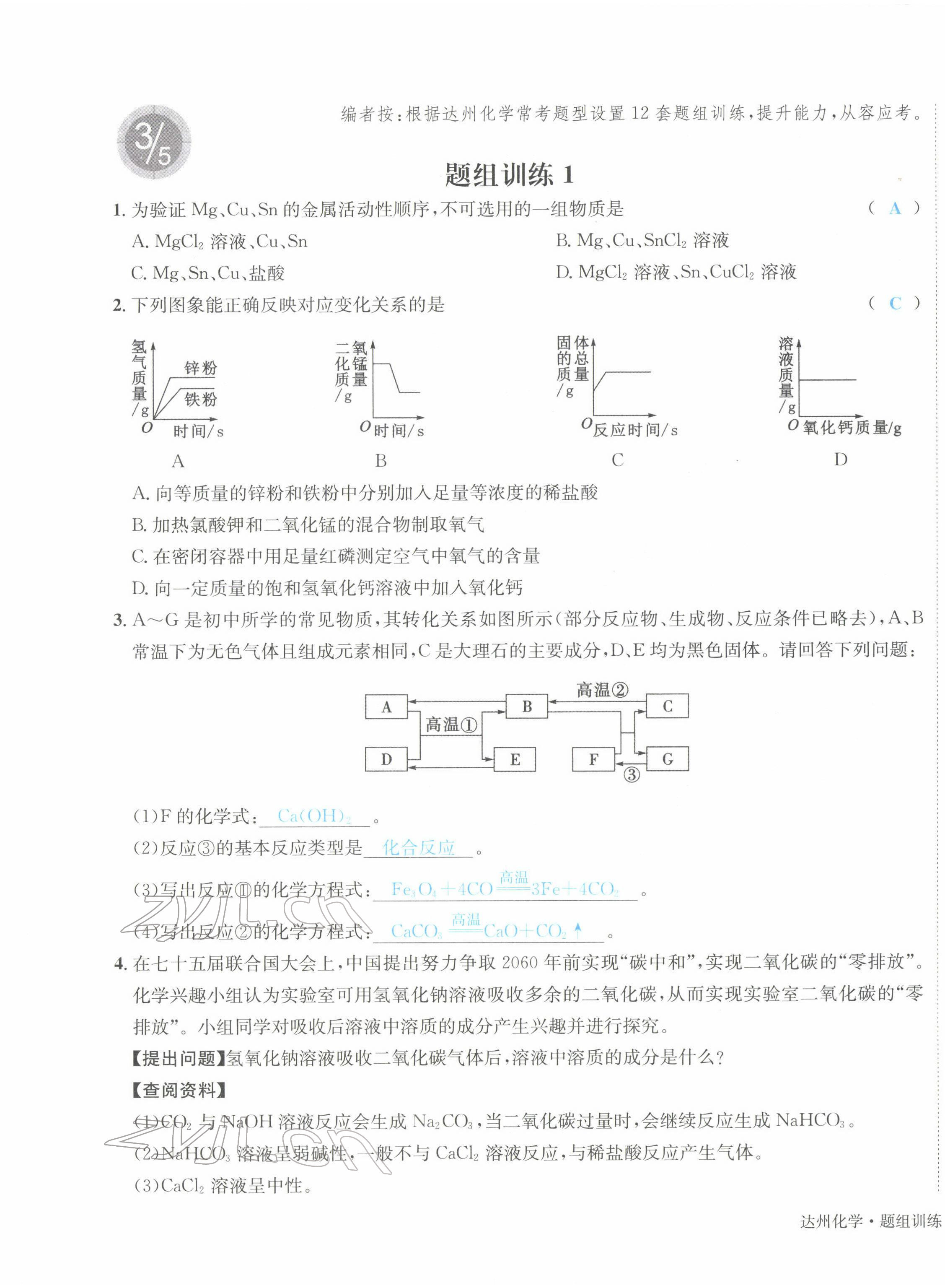 2022年国华考试中考总动员化学达州专版 第1页