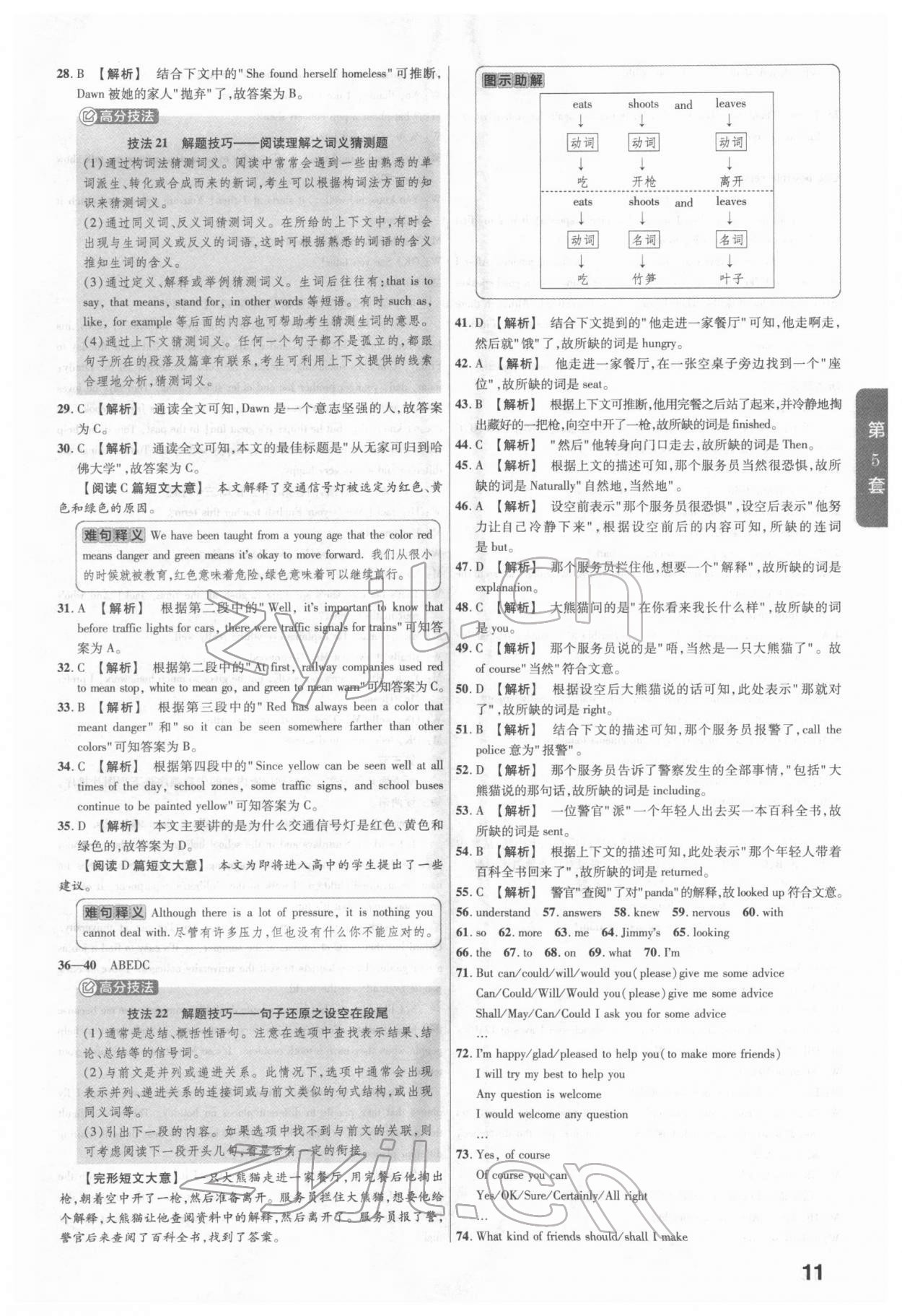 2022年金考卷河南中考45套匯編英語(yǔ) 參考答案第11頁(yè)