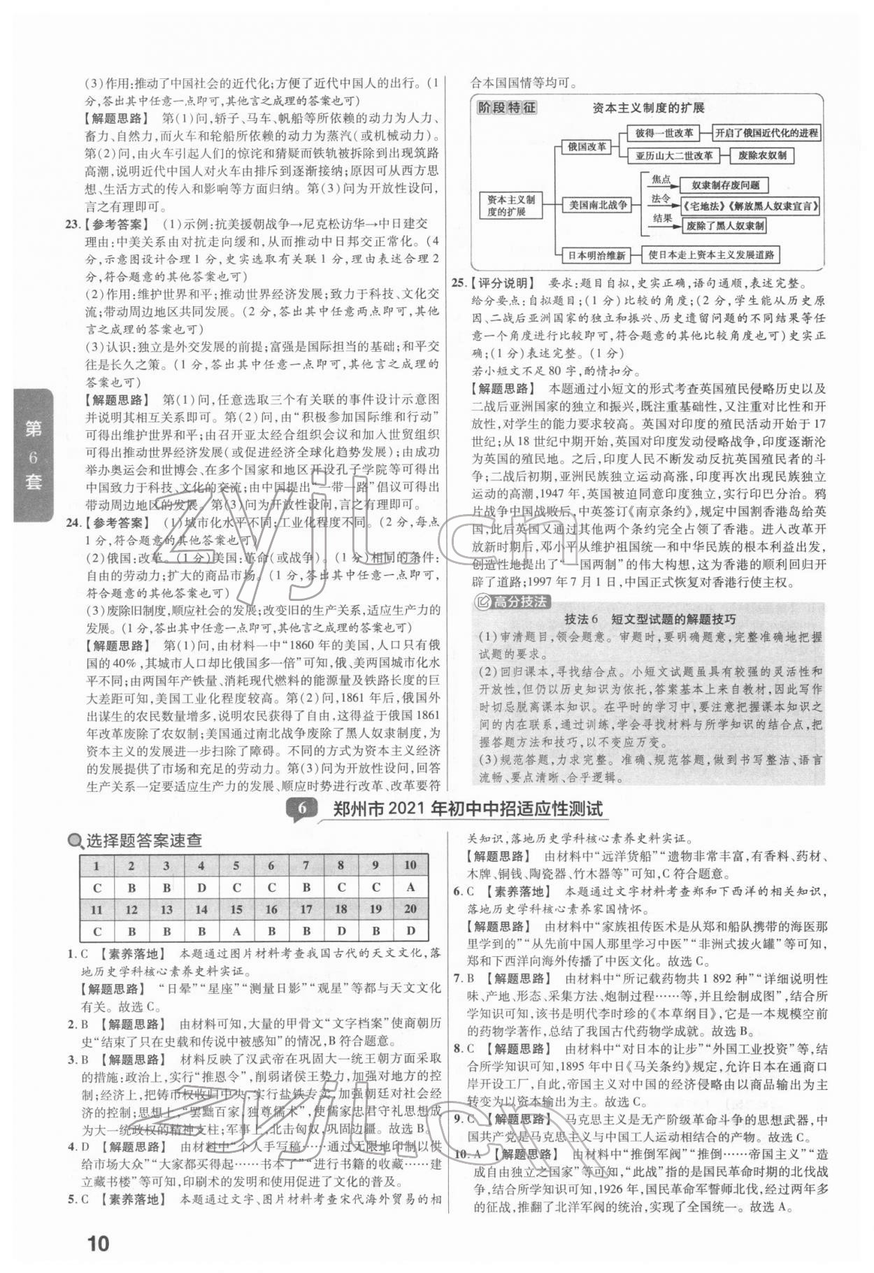 2022年金考卷河南中考45套匯編歷史 參考答案第10頁(yè)