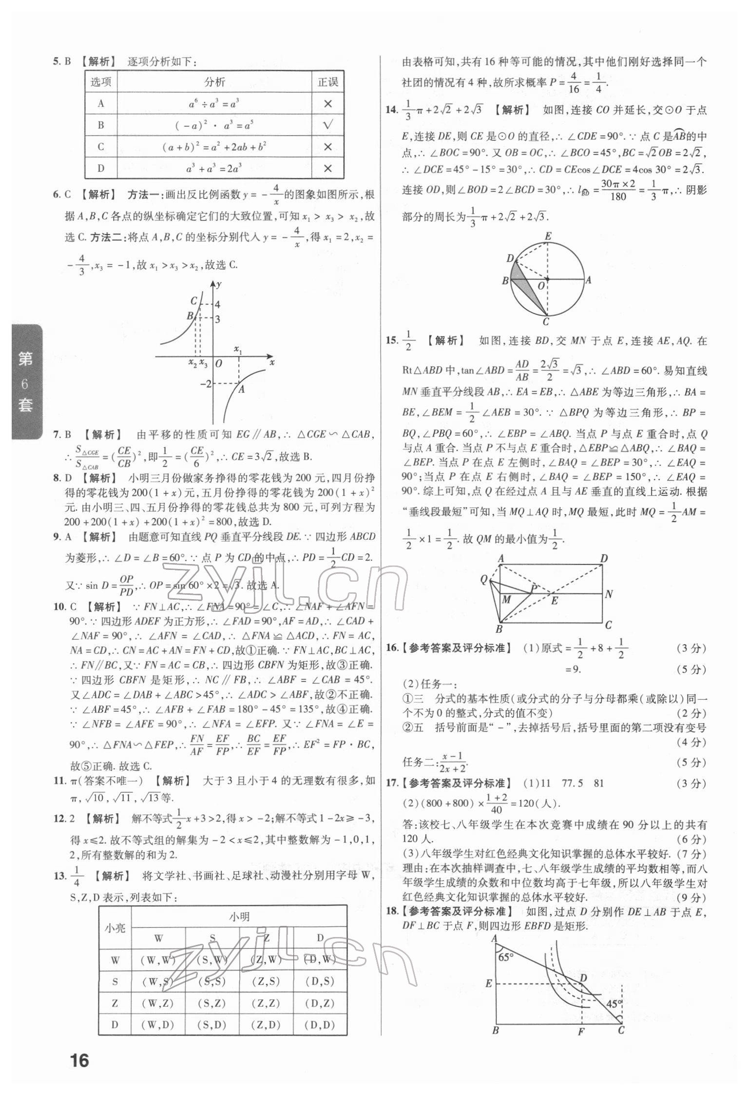 2022年金考卷45套匯編數(shù)學(xué)河南專版 參考答案第16頁