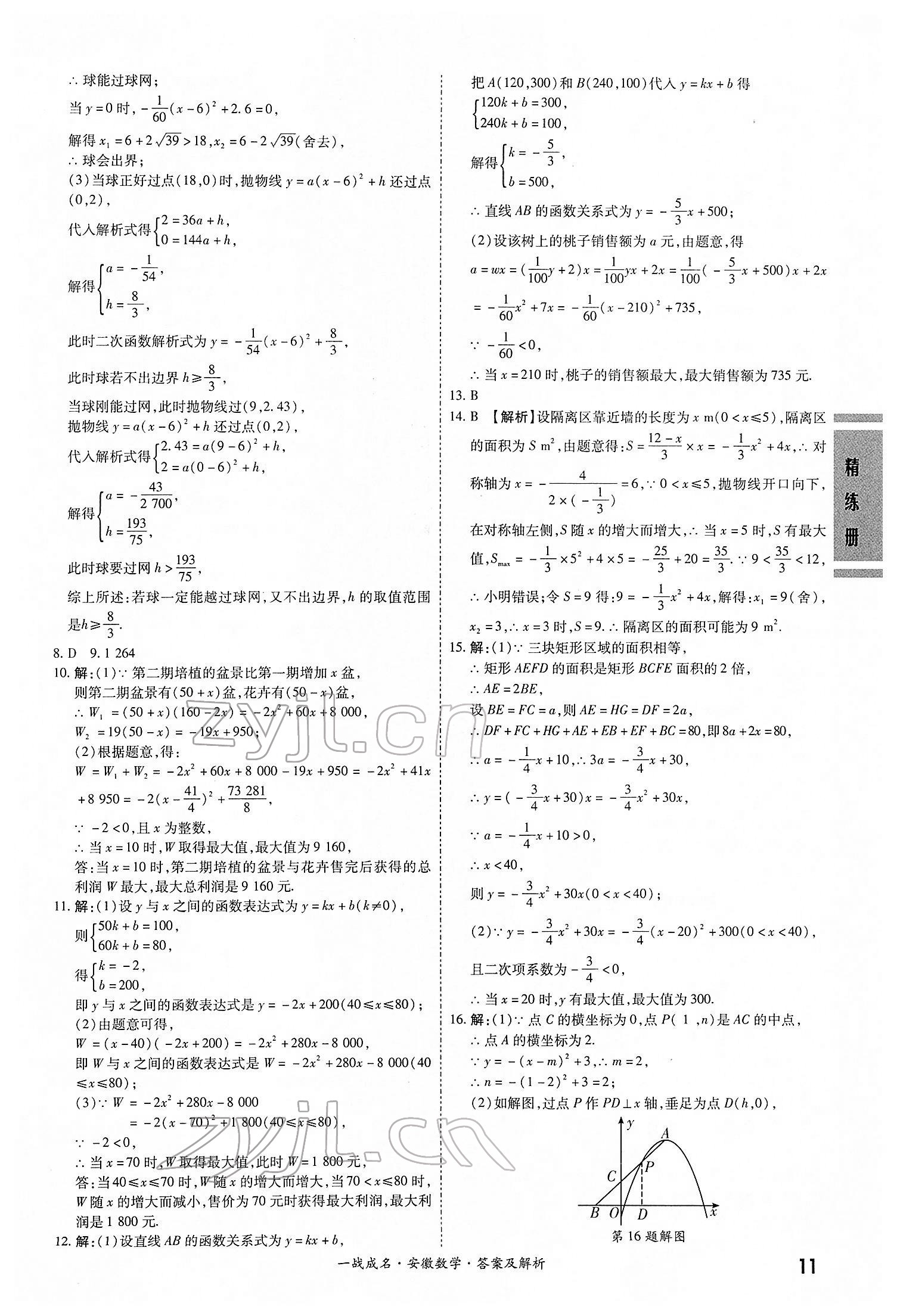 2022年一戰(zhàn)成名考前新方案數(shù)學(xué)中考人教版安徽專版 第11頁(yè)