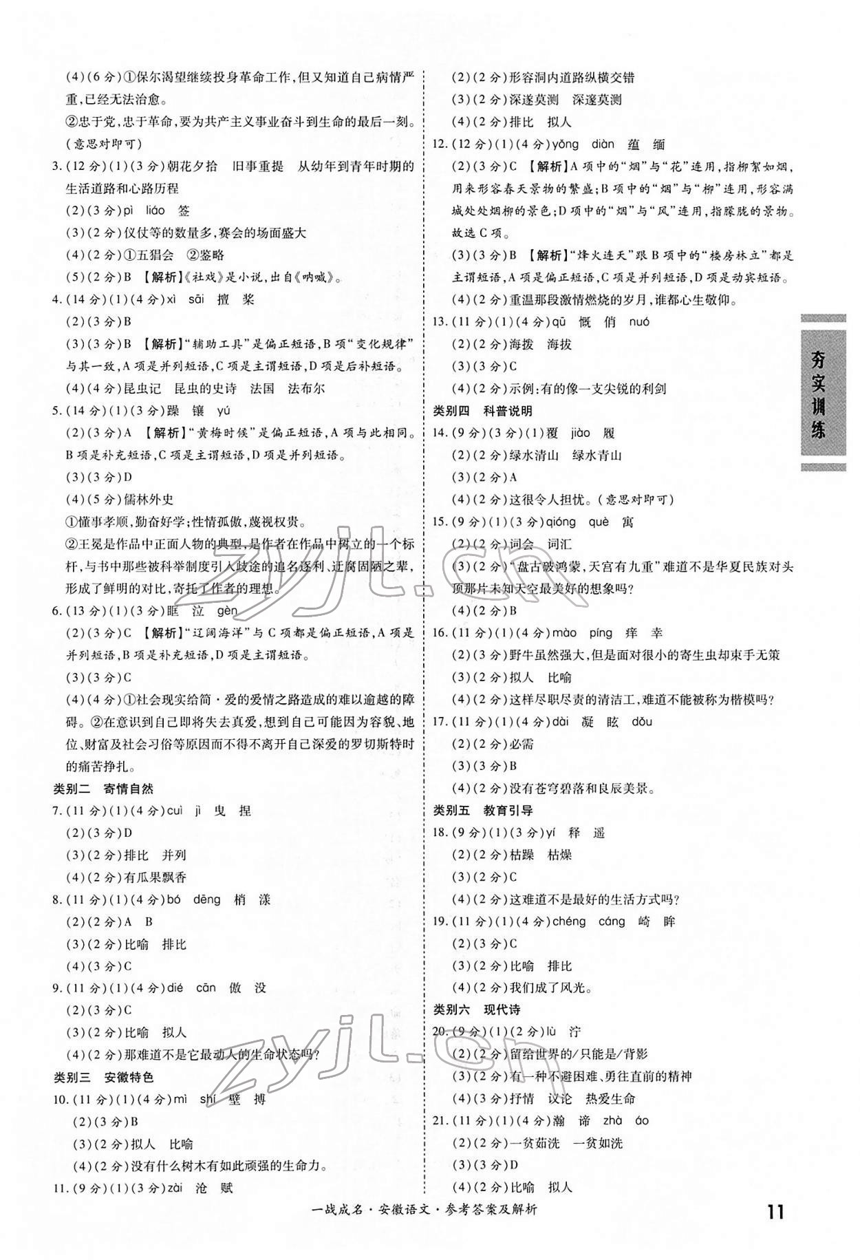 2022年一战成名考前新方案语文人教版安徽专版 第11页