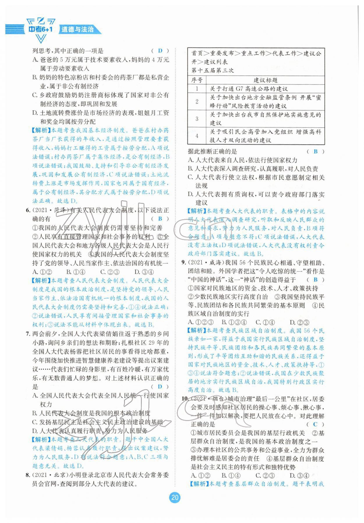 2022年中考6加1道德與法治達(dá)州專版 參考答案第20頁(yè)