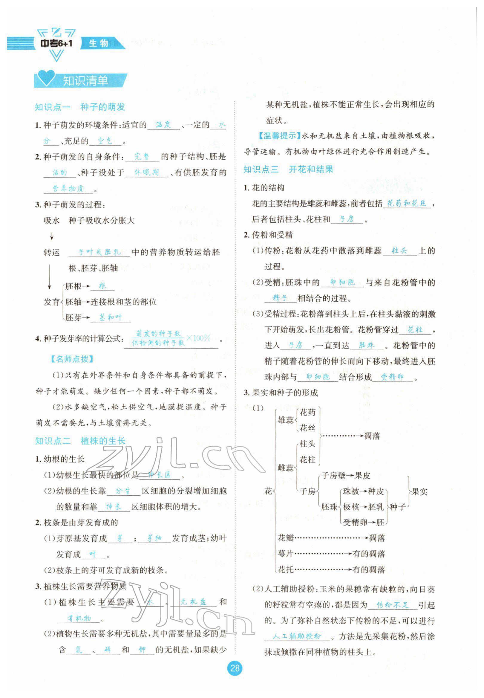 2022年中考6加1生物達(dá)州專版 參考答案第28頁