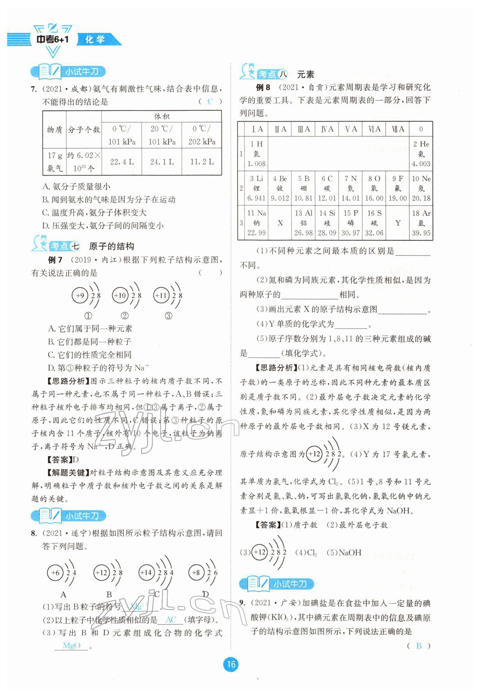 2022年中考6加1化學魯教版達州專版 參考答案第16頁