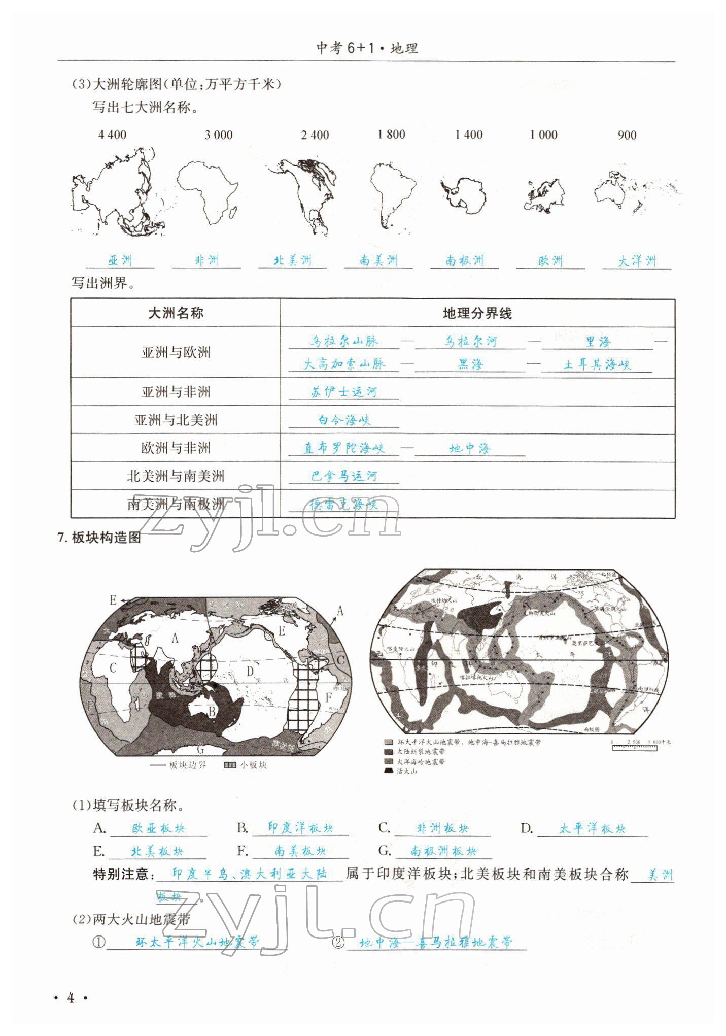 2022年中考6加1地理商務星球版達州專版 參考答案第10頁