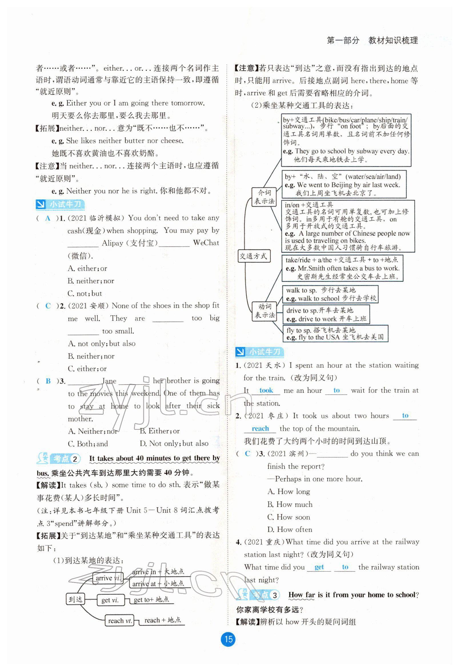 2022年中考6加1英語達(dá)州專版 參考答案第15頁