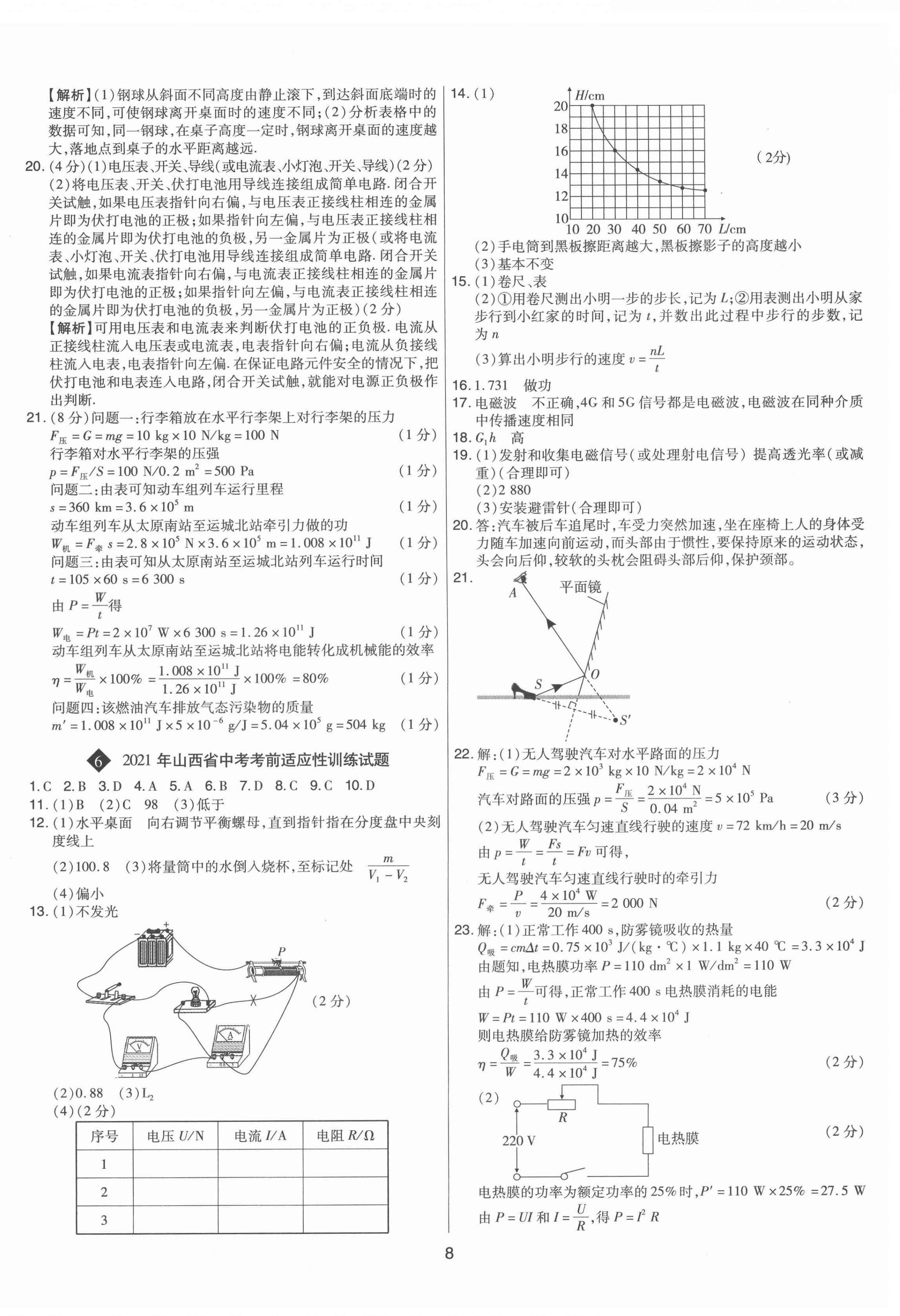 2022年中考試題精選集物理山西專版吉林教育出版社 第8頁(yè)