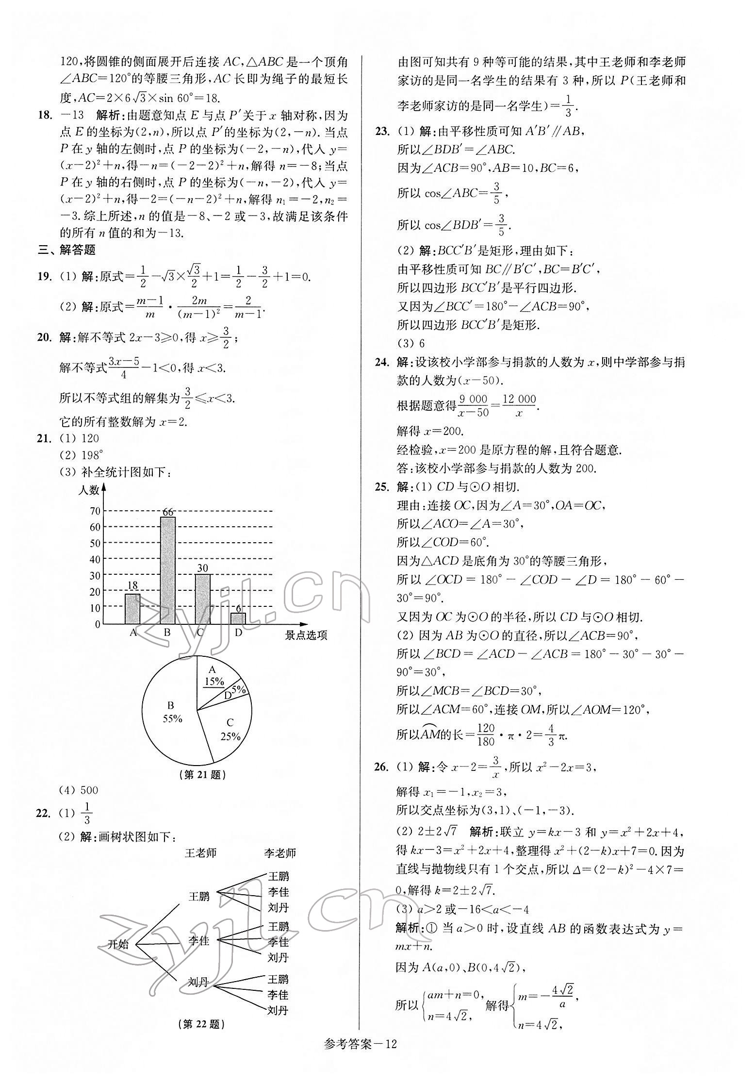 2022年揚(yáng)州市中考總復(fù)習(xí)一卷通數(shù)學(xué) 參考答案第12頁