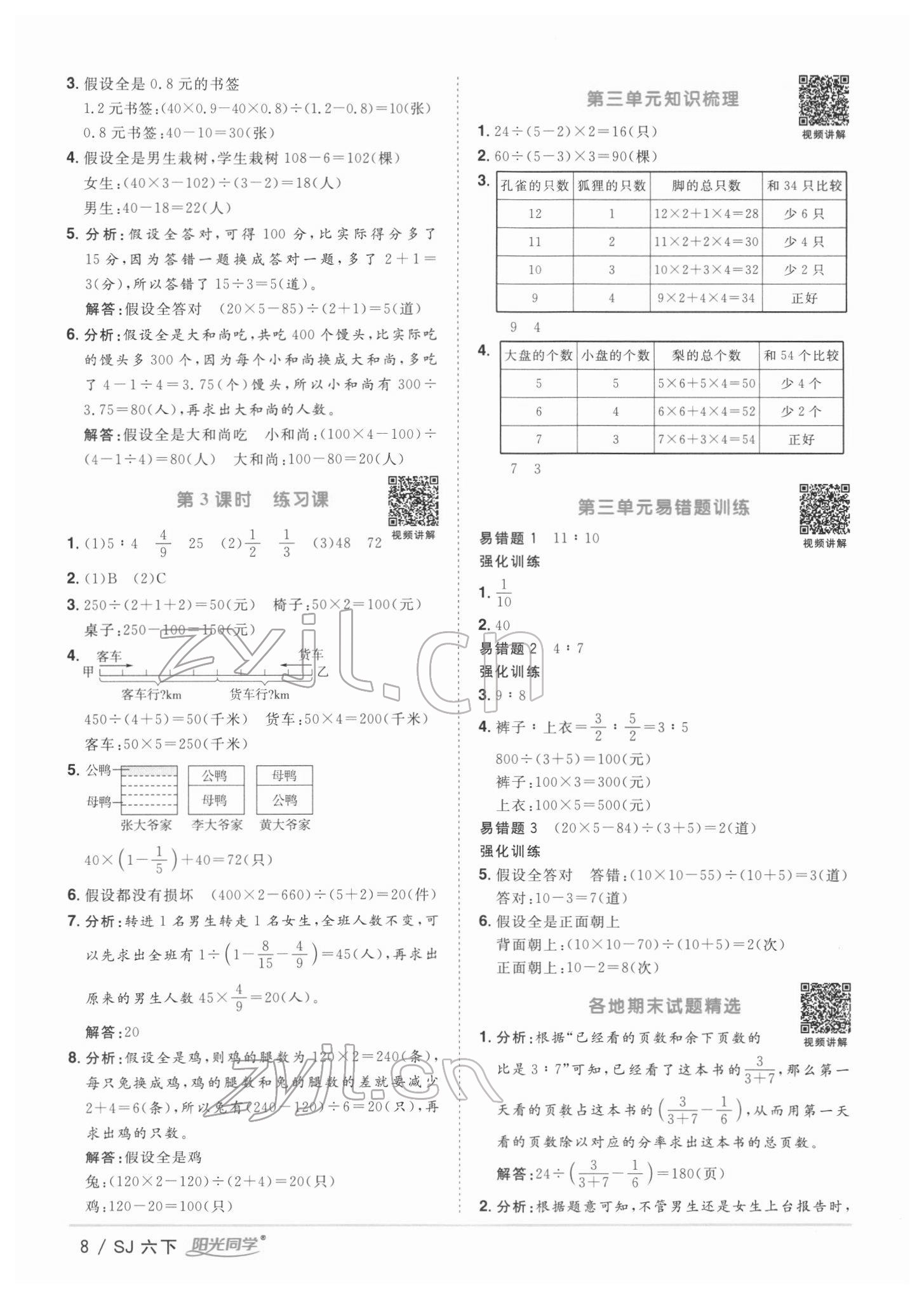 2022年阳光同学课时优化作业六年级数学下册苏教版 第8页