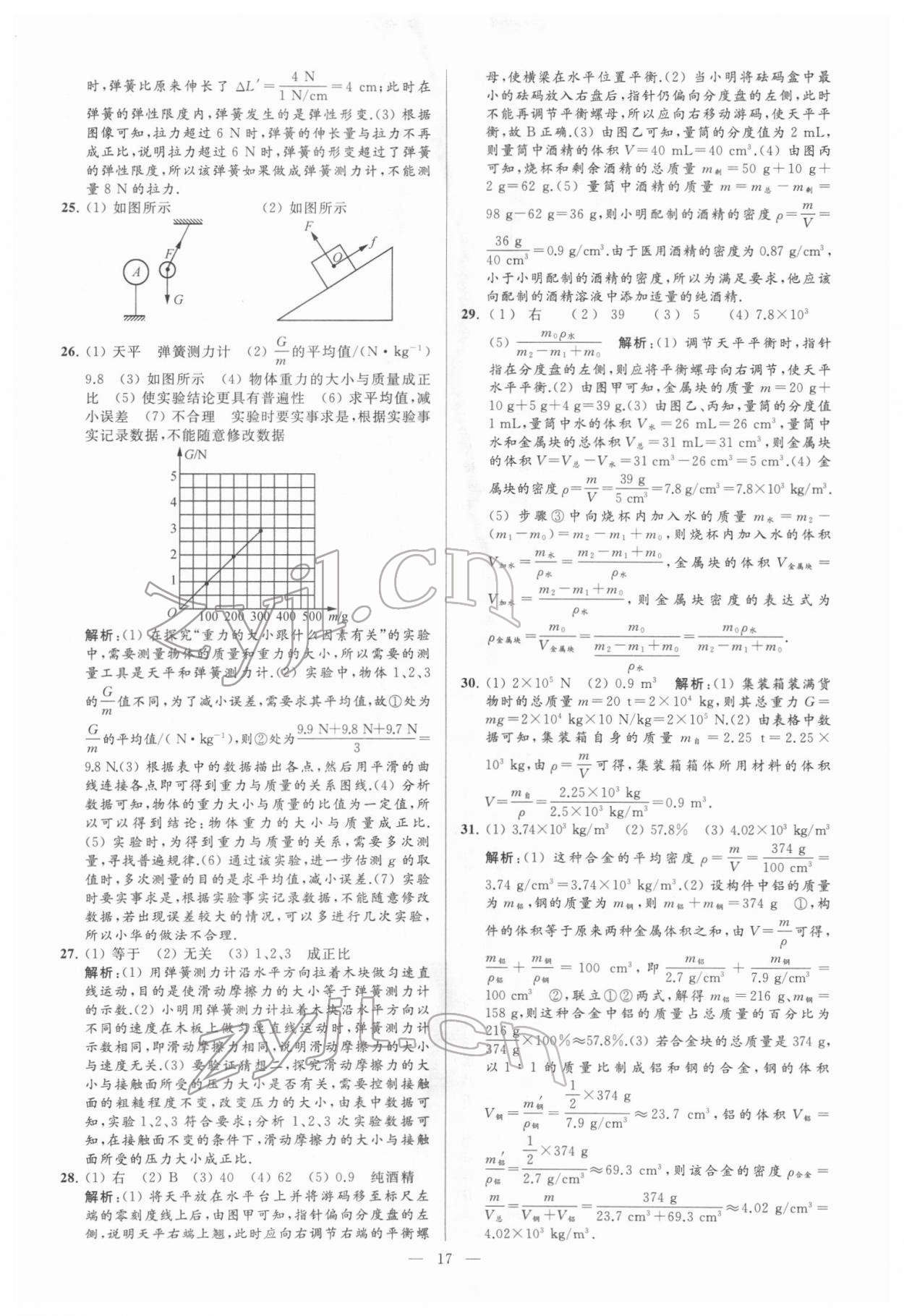 2022年亮點(diǎn)給力大試卷八年級(jí)物理下冊(cè)蘇科版 參考答案第17頁(yè)