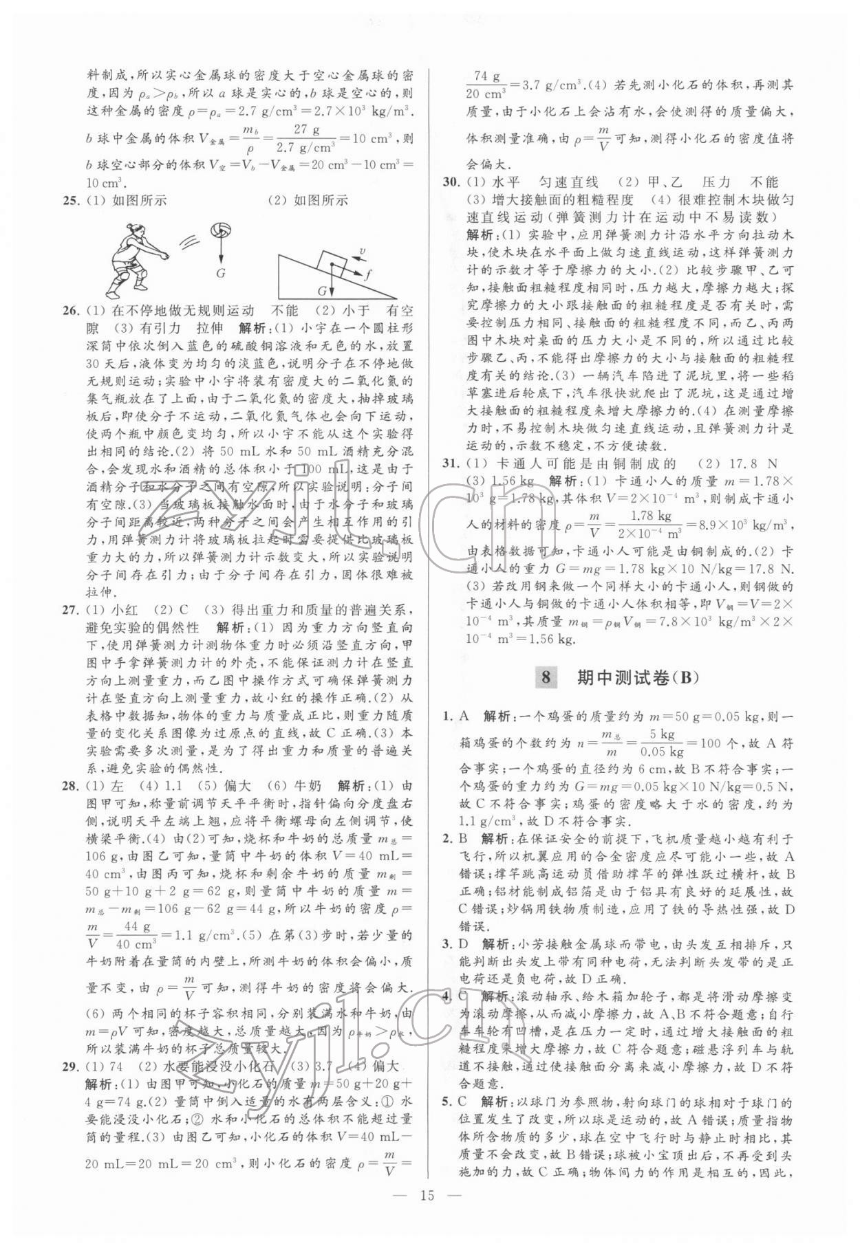 2022年亮點(diǎn)給力大試卷八年級(jí)物理下冊(cè)蘇科版 參考答案第15頁(yè)