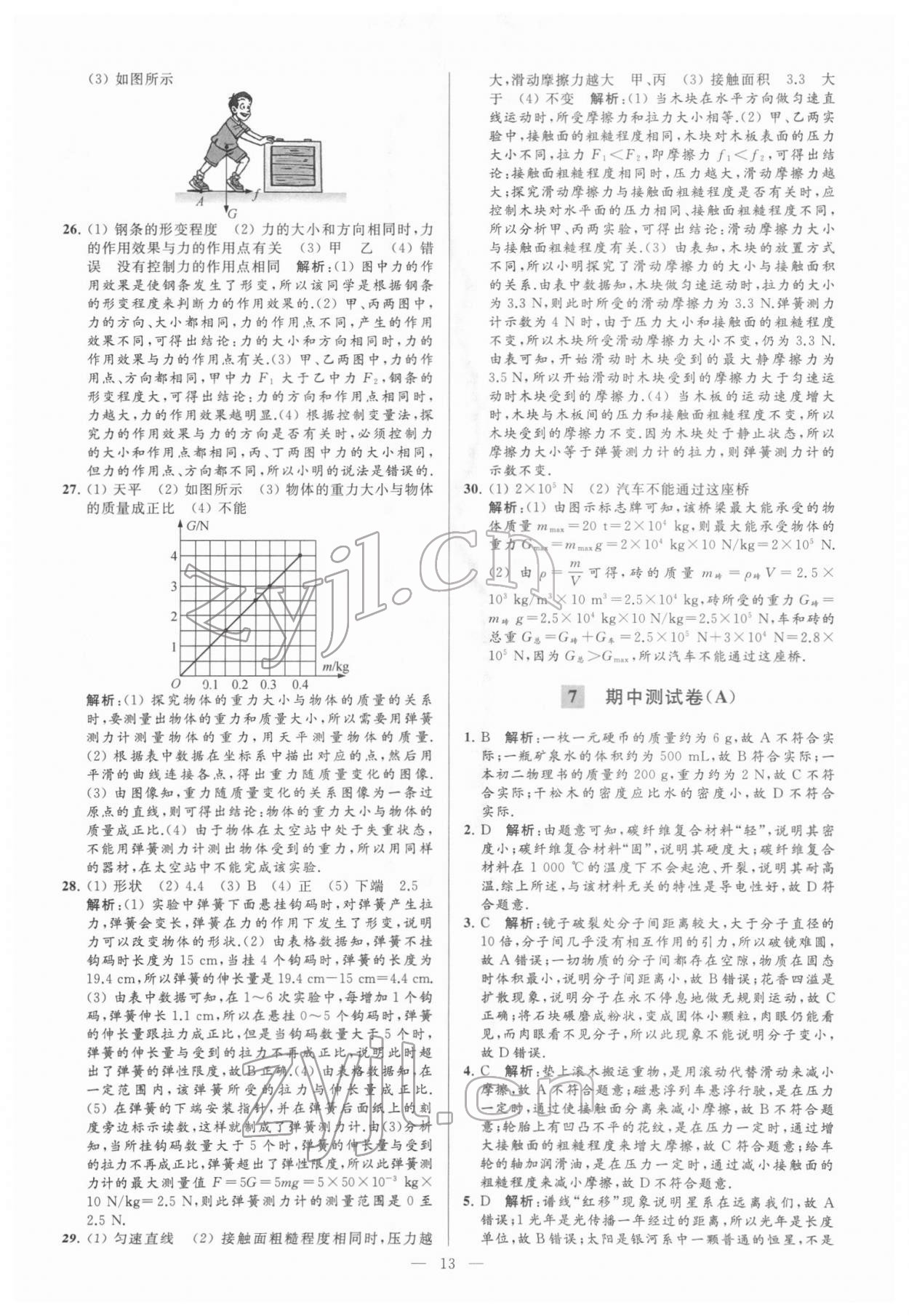 2022年亮點(diǎn)給力大試卷八年級(jí)物理下冊(cè)蘇科版 參考答案第13頁(yè)