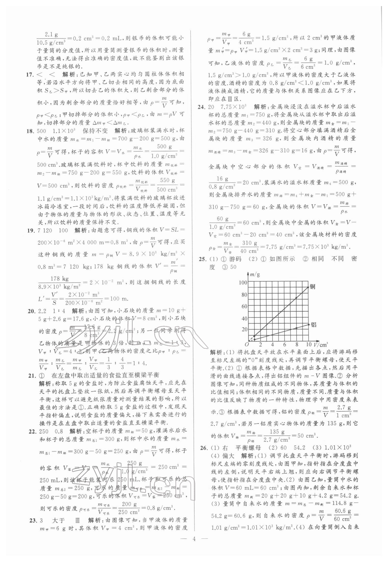 2022年亮點(diǎn)給力大試卷八年級(jí)物理下冊(cè)蘇科版 參考答案第4頁