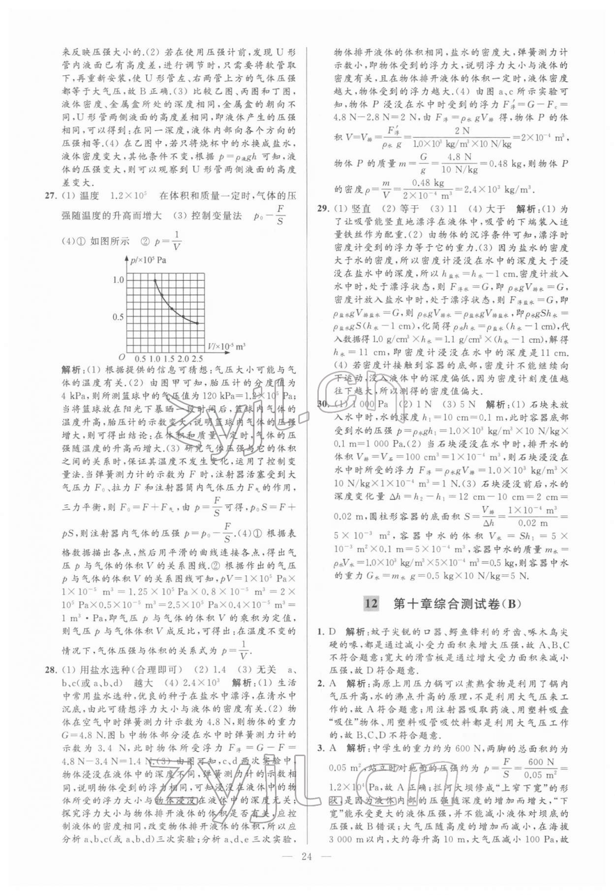 2022年亮點給力大試卷八年級物理下冊蘇科版 參考答案第24頁