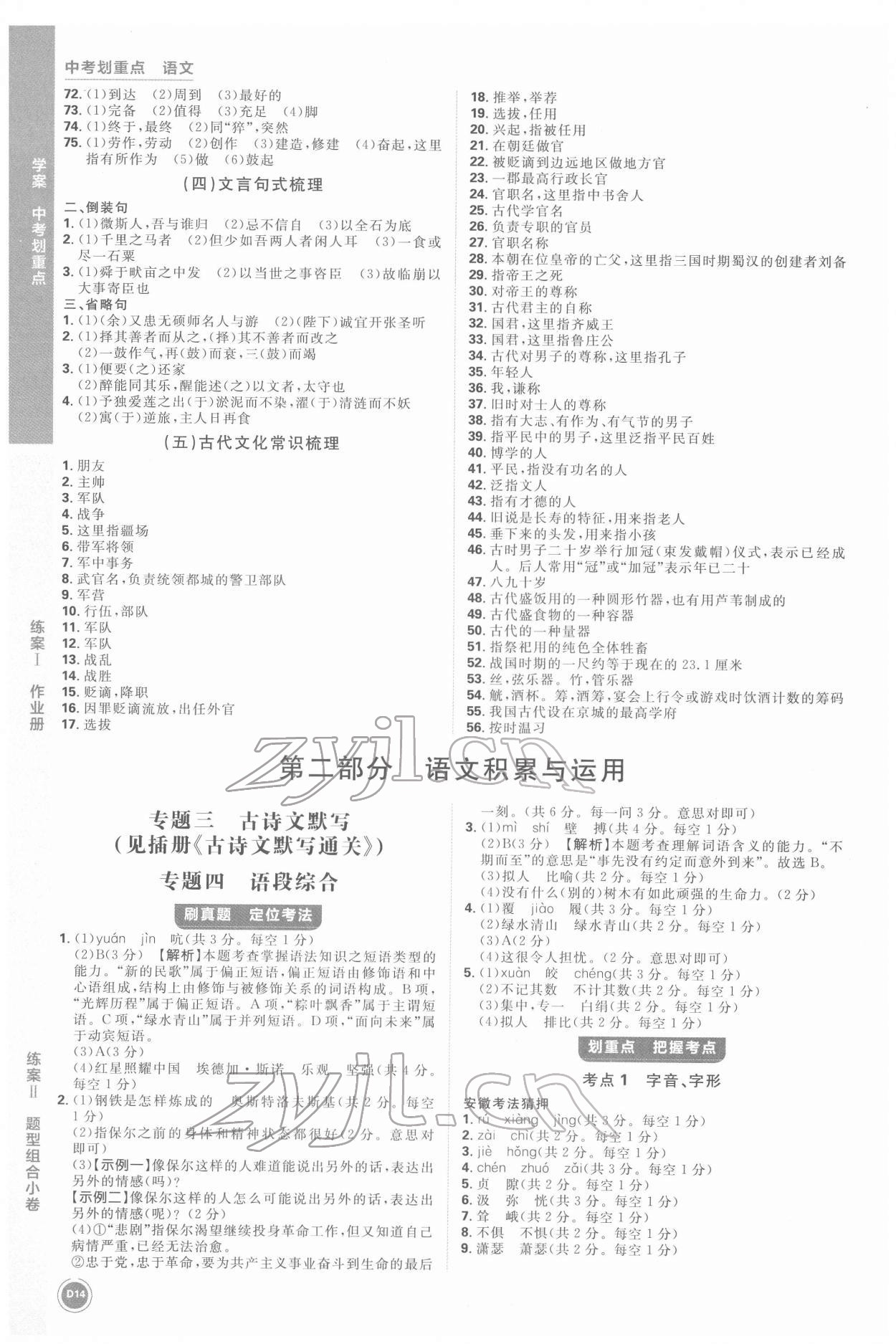 2022年中考劃重點語文中考安徽專版 第14頁