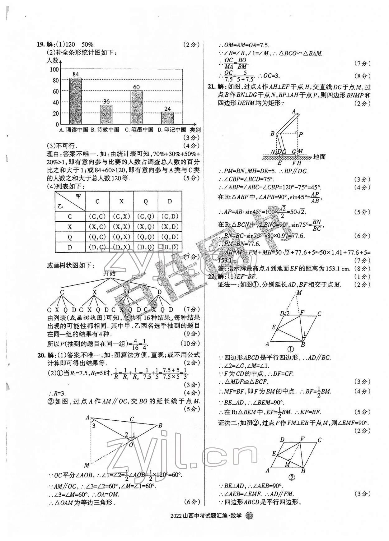 2022年山西中考試題匯編數(shù)學(xué) 參考答案第2頁(yè)