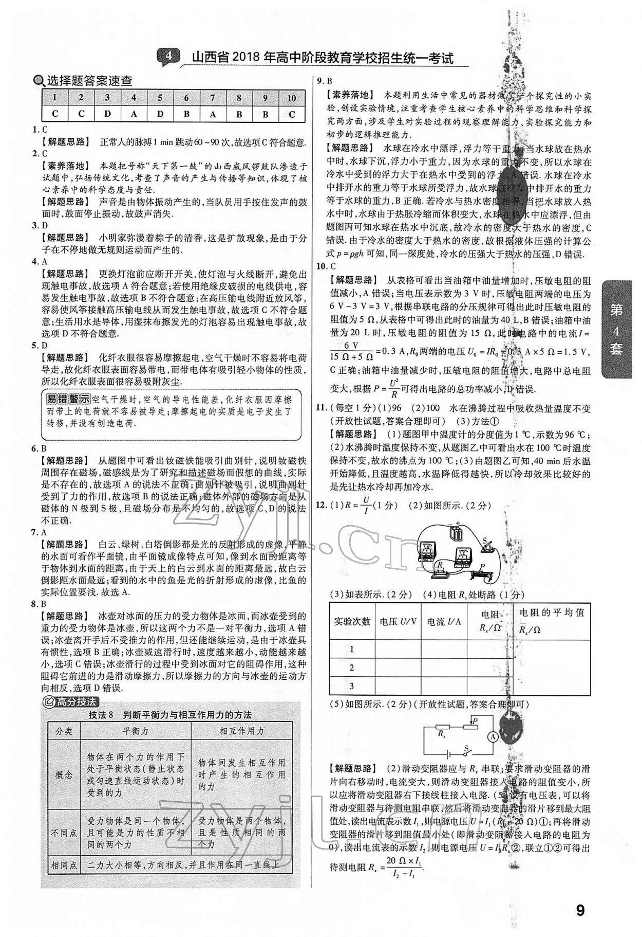 2022年金考卷45套匯編物理山西專版 第9頁